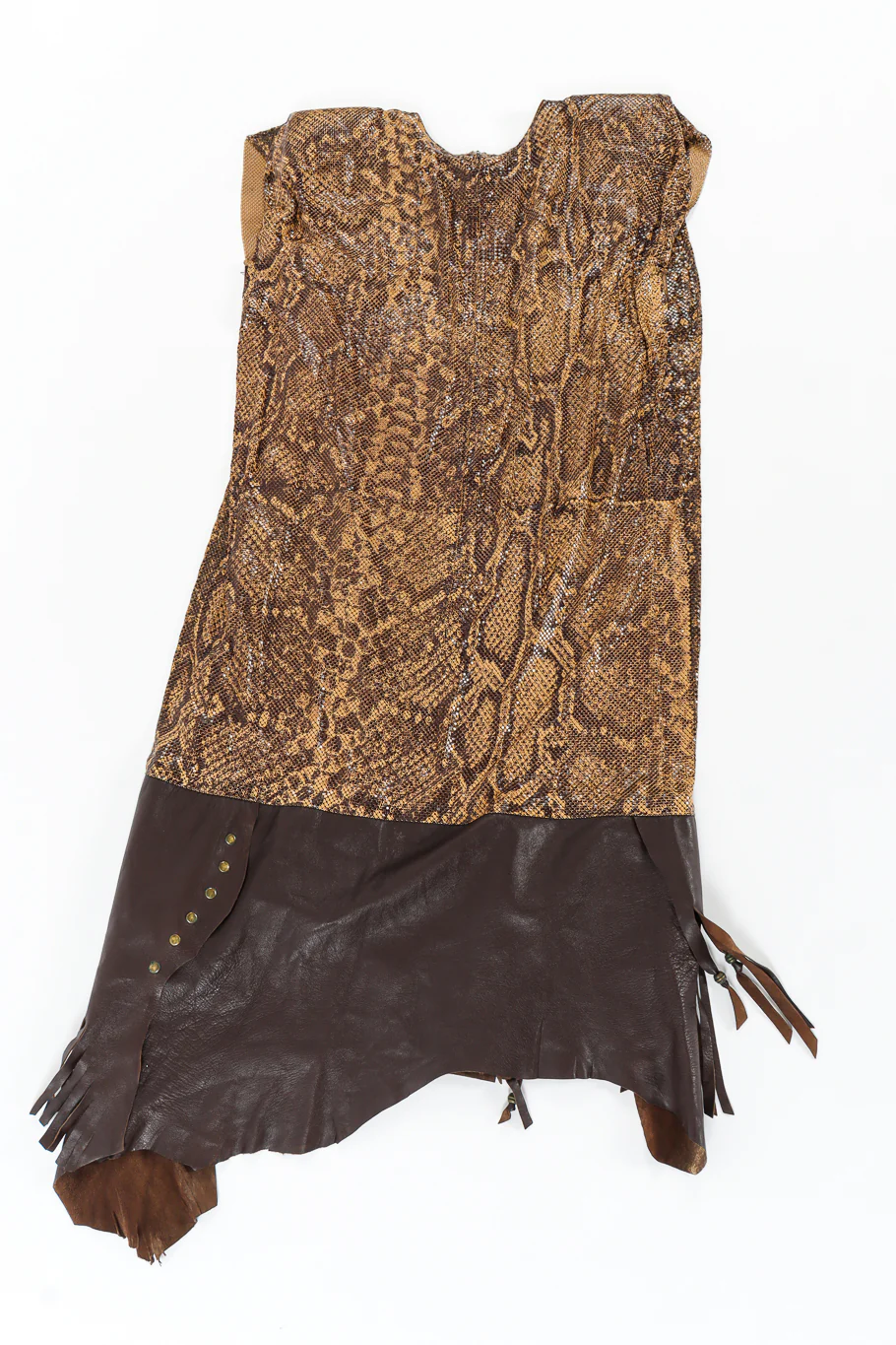 Python Print Metal Mesh Leather Dress - Image 10
