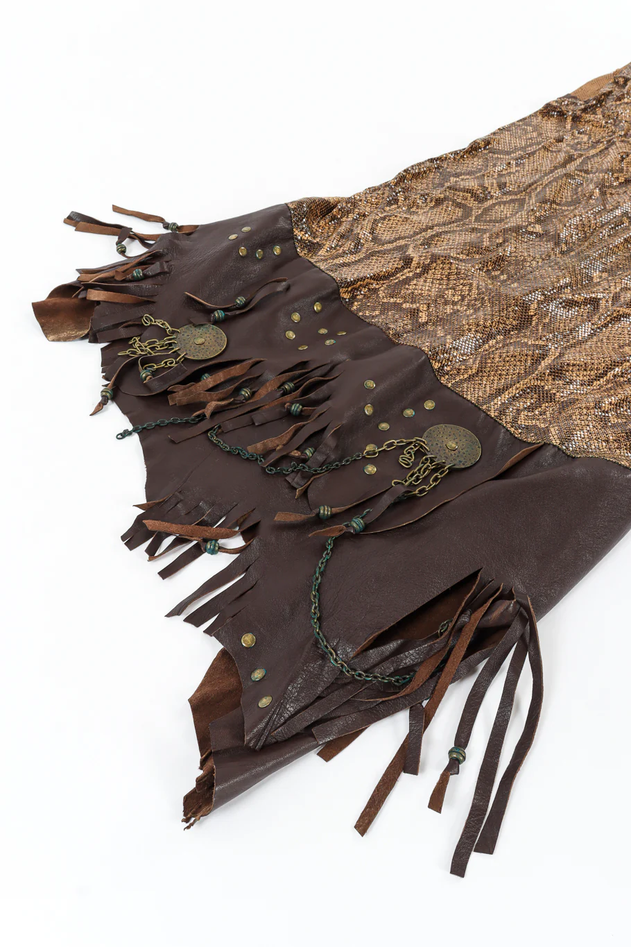 Python Print Metal Mesh Leather Dress - Image 11