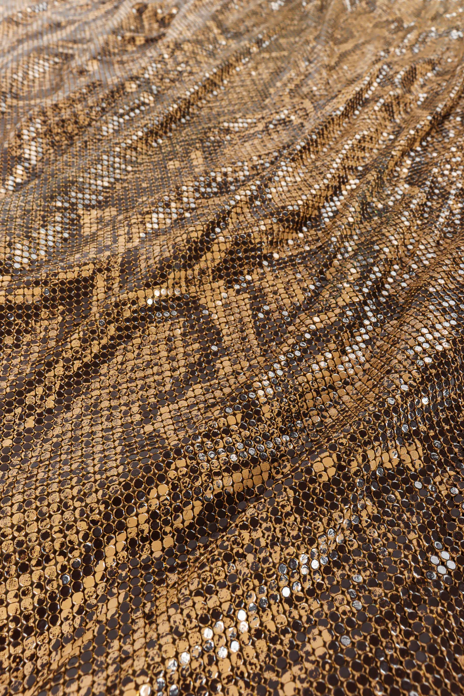 Python Print Metal Mesh Leather Dress - Image 12