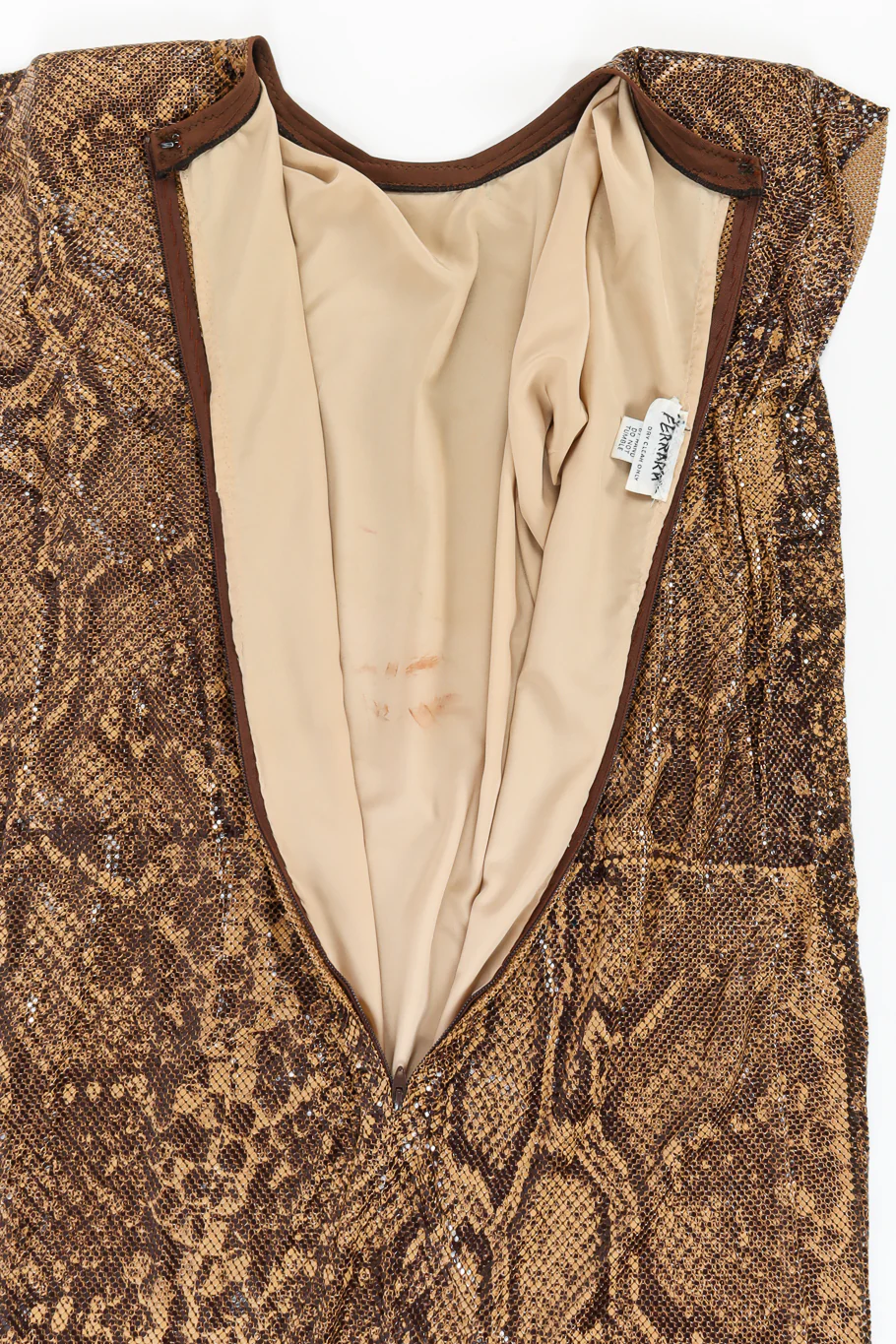 Python Print Metal Mesh Leather Dress - Image 13