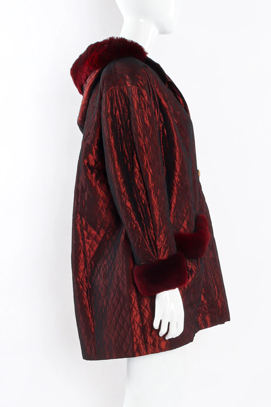 Quilted Fur Trim Coat - Image 2