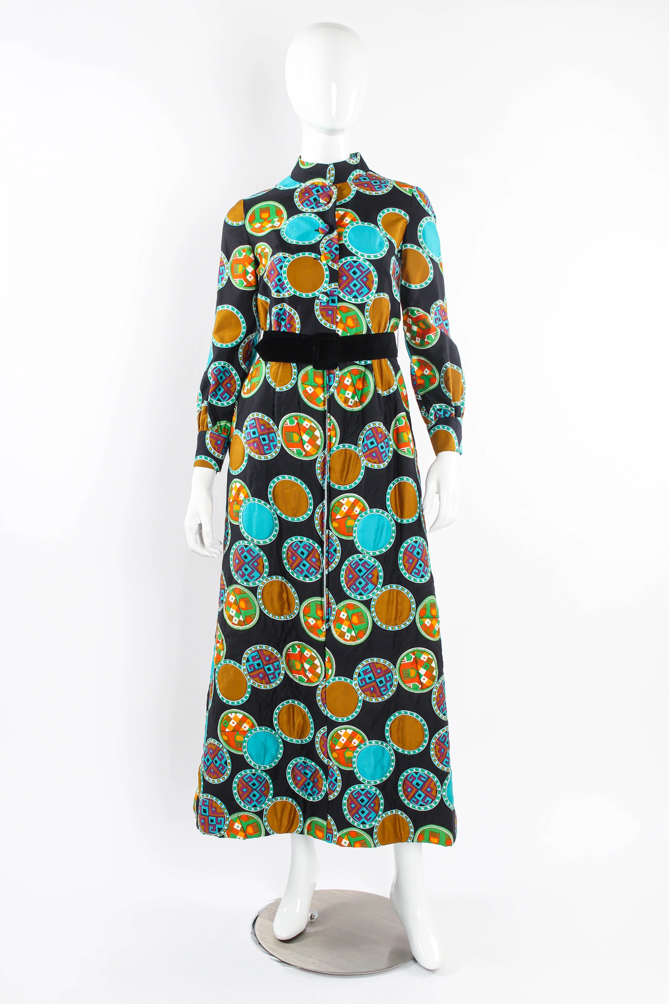 Geometric Print Quilted Hostess Dress - Image 2