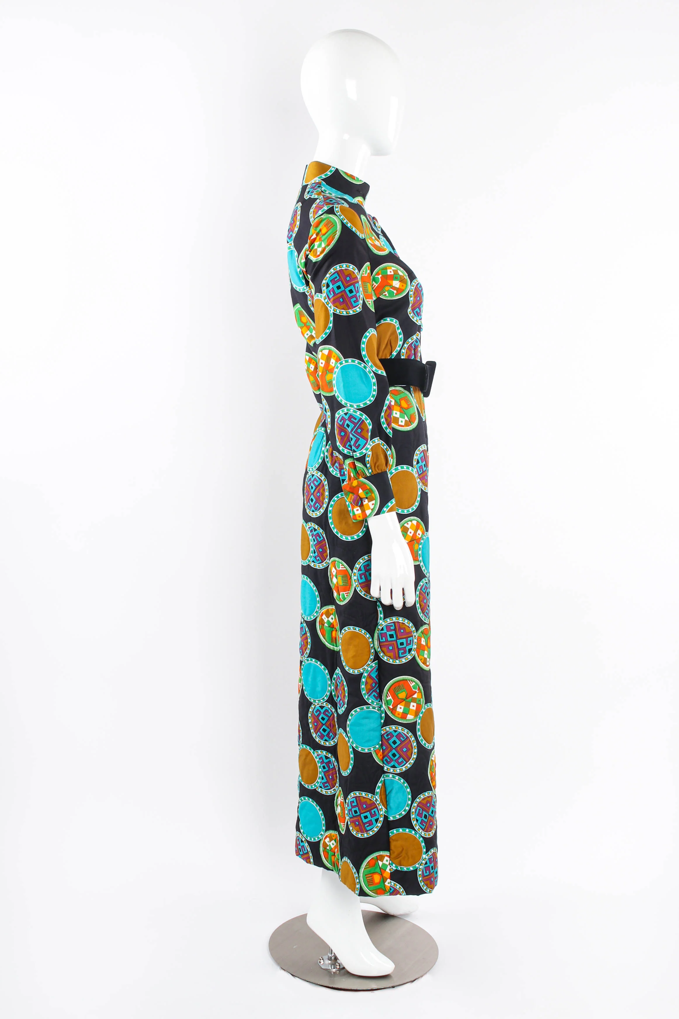 Geometric Print Quilted Hostess Dress - Image 3