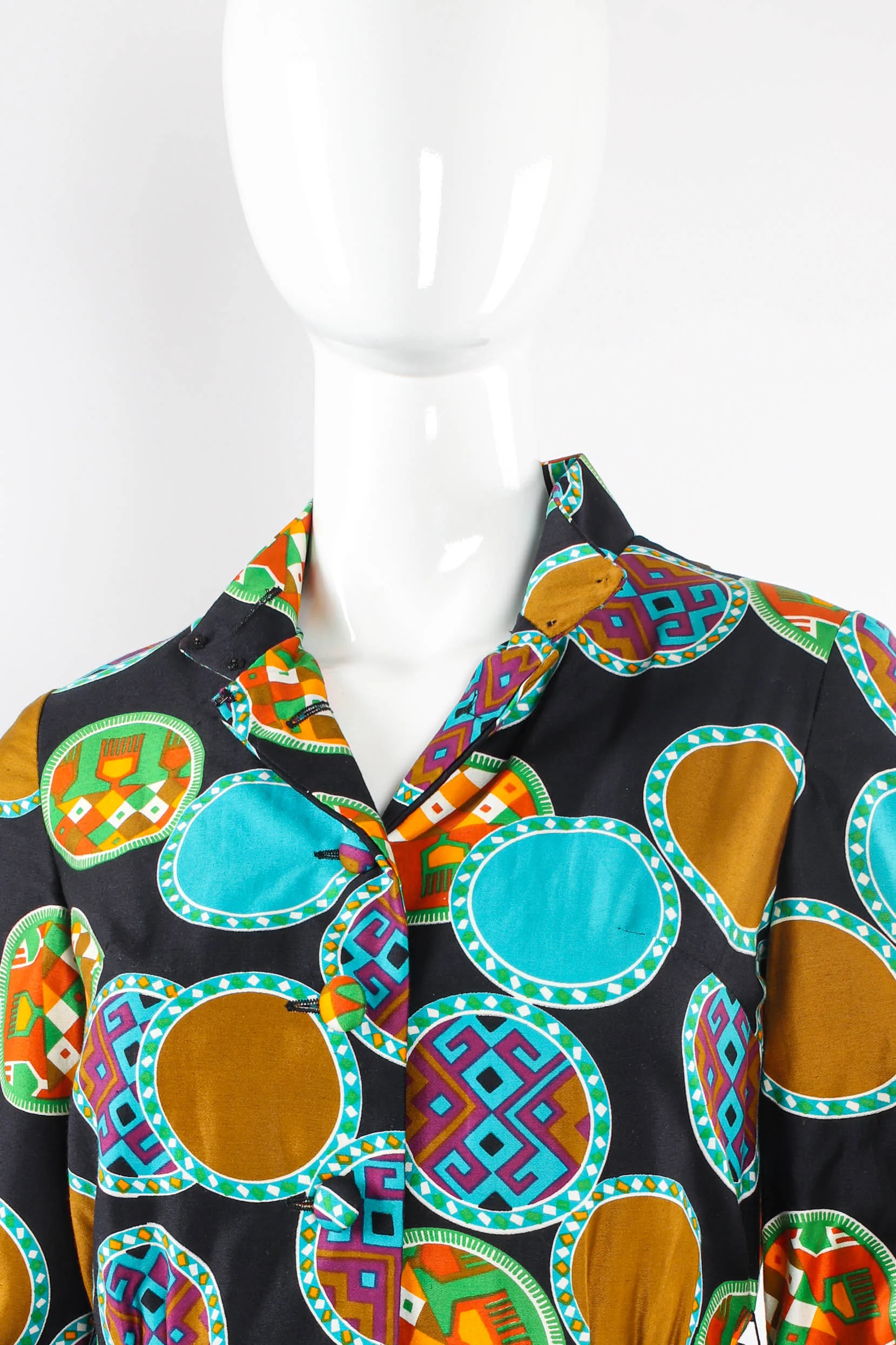 Geometric Print Quilted Hostess Dress - Image 5