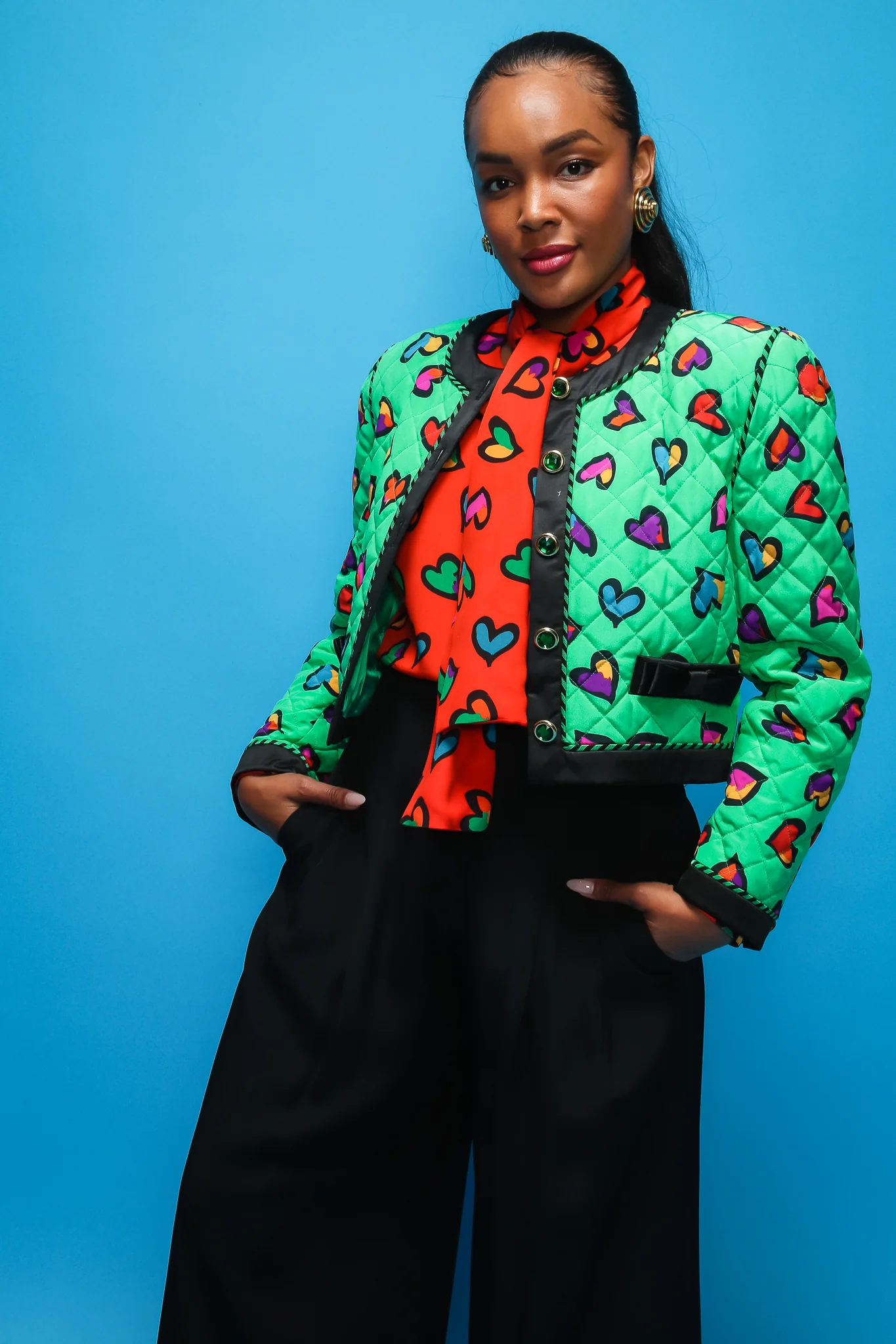 Quilted Graffiti Heart Print Jacket - Image 2