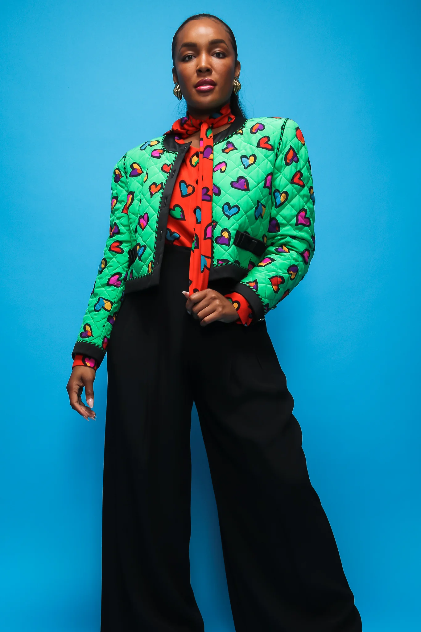 Quilted Graffiti Heart Print Jacket - Image 3