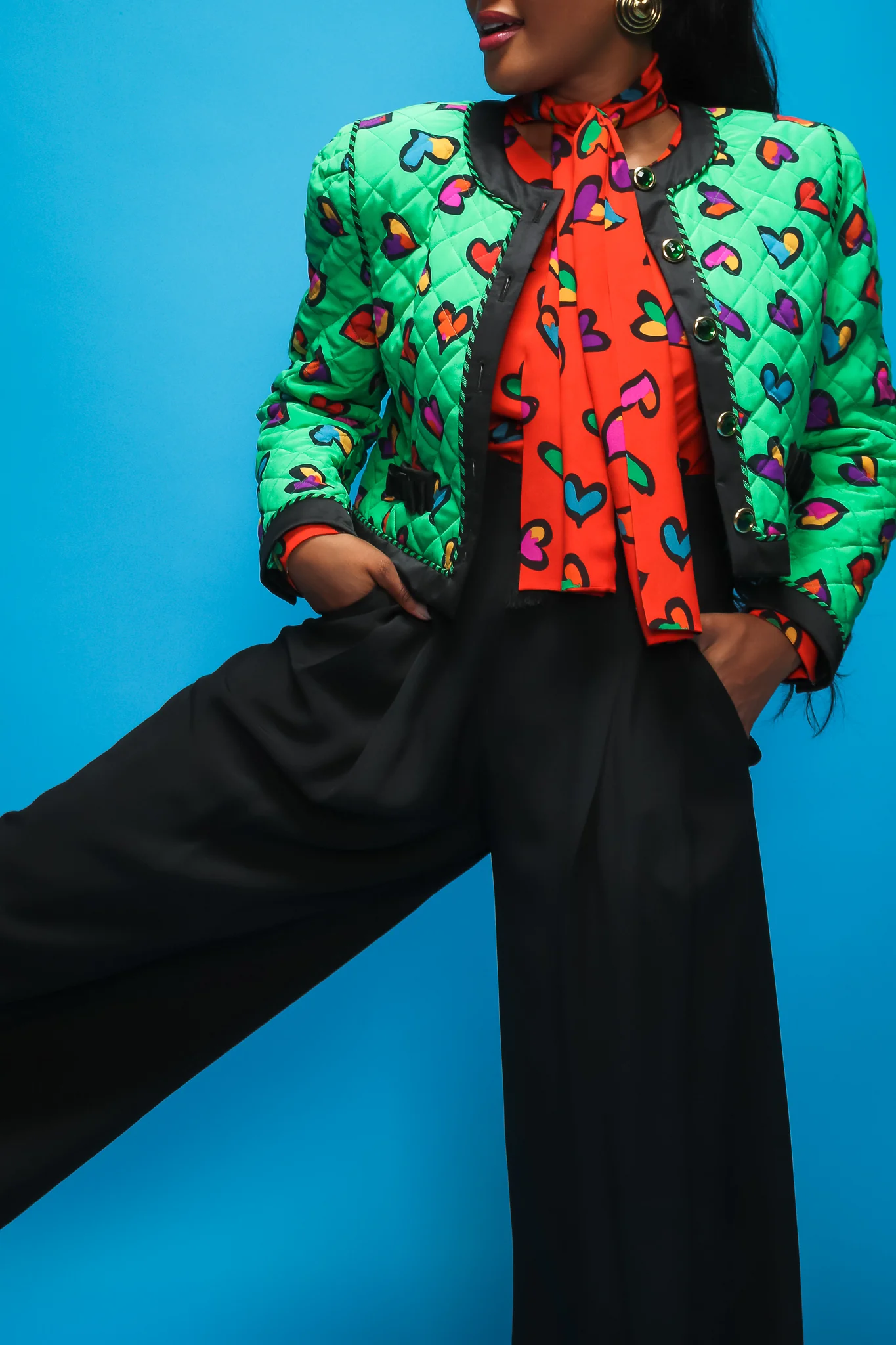 Quilted Graffiti Heart Print Jacket - Image 4