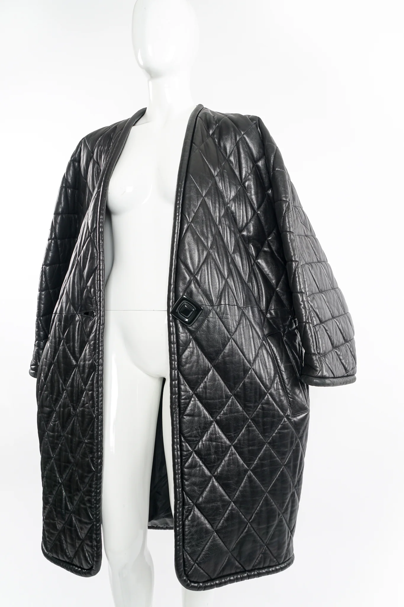 Quilted Leather Cocoon Coat - Image 10