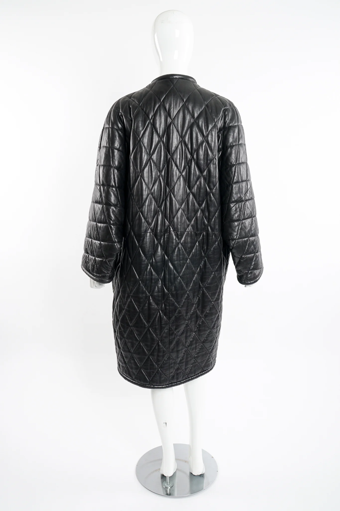 Quilted Leather Cocoon Coat - Image 14