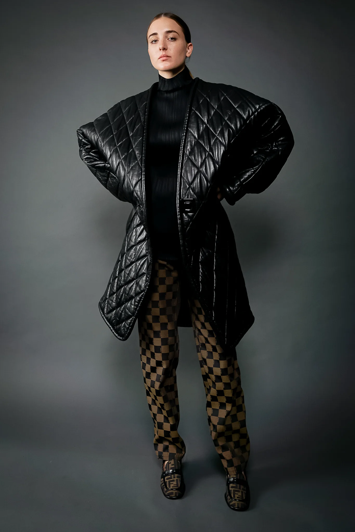 Quilted Leather Cocoon Coat - Image 3