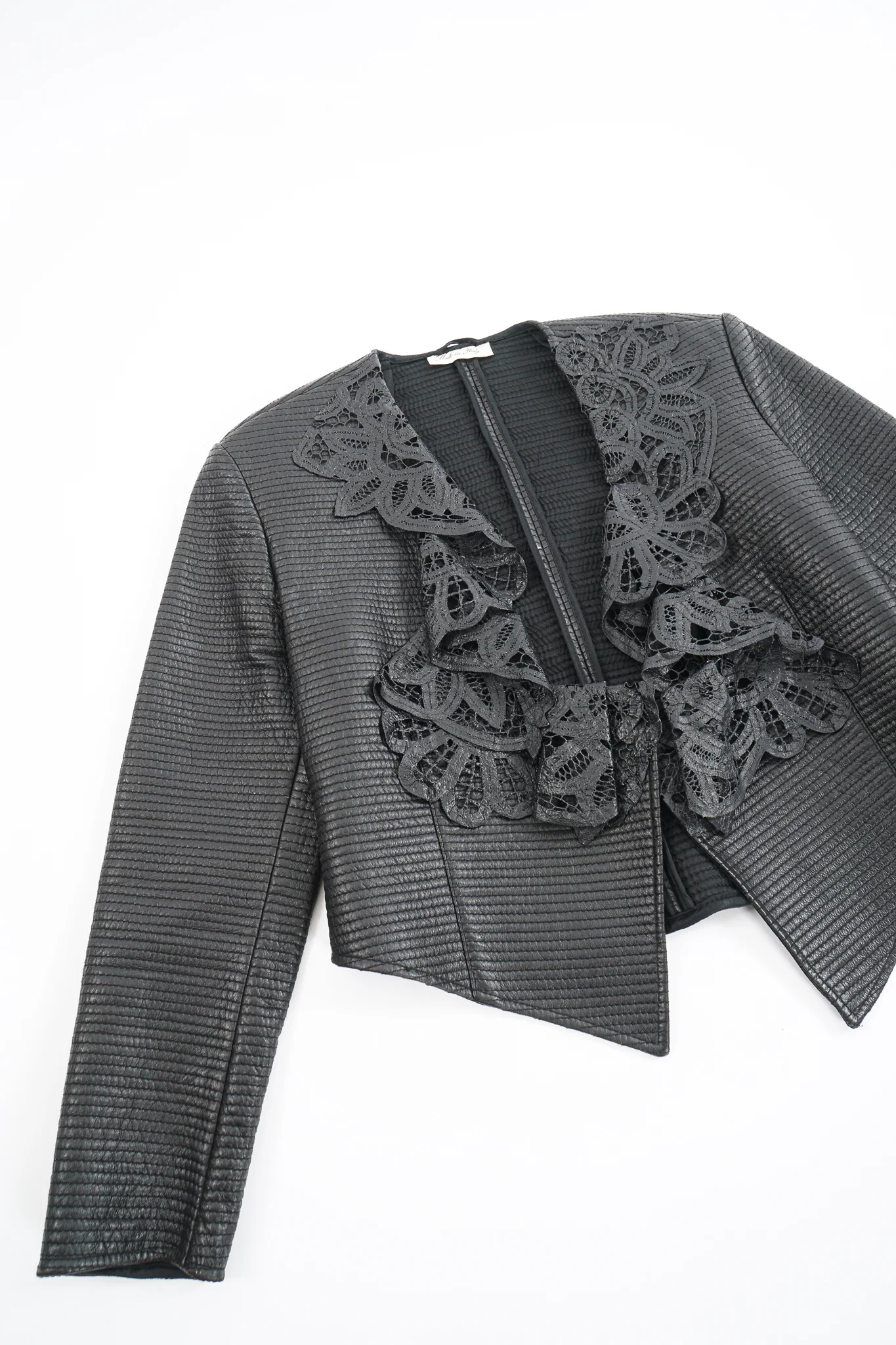 Quilted Leather Lace Jacket - Image 10