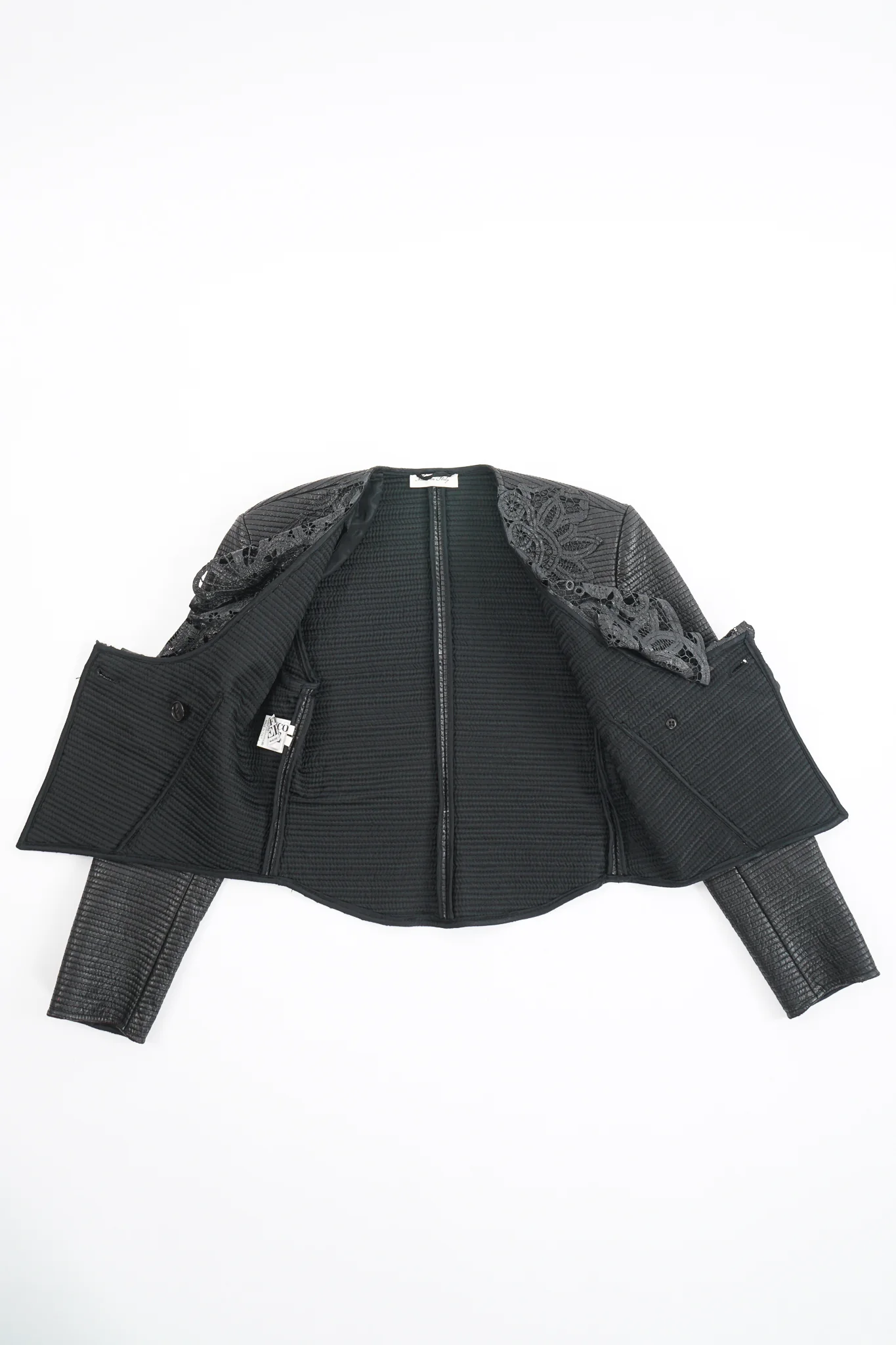 Quilted Leather Lace Jacket - Image 13