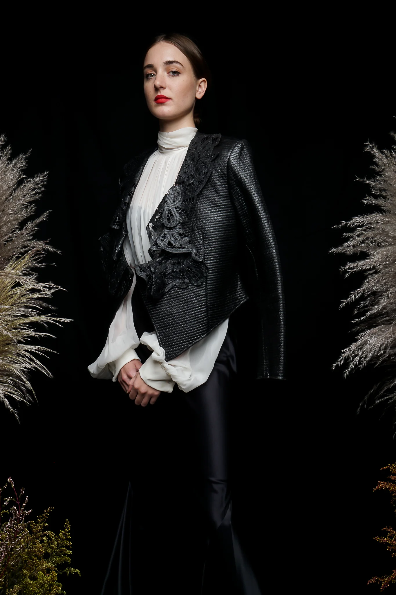 Quilted Leather Lace Jacket - Image 3