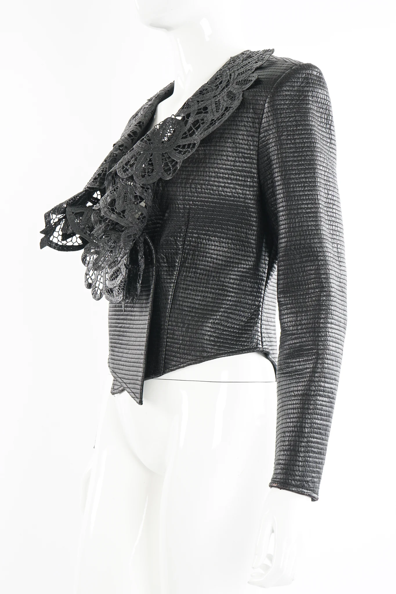 Quilted Leather Lace Jacket - Image 5