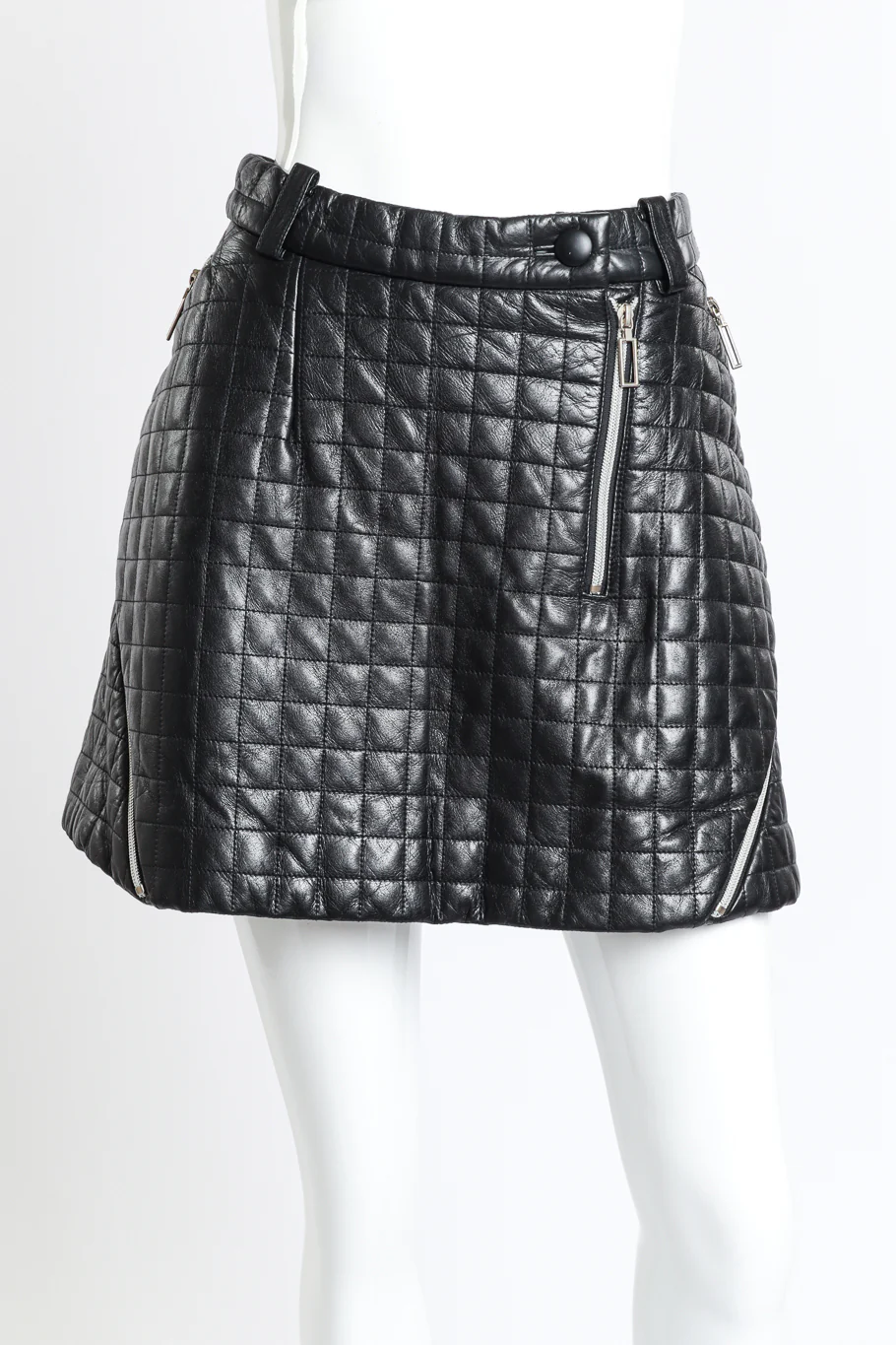 Quilted Leather Mini Skirt - Image 4