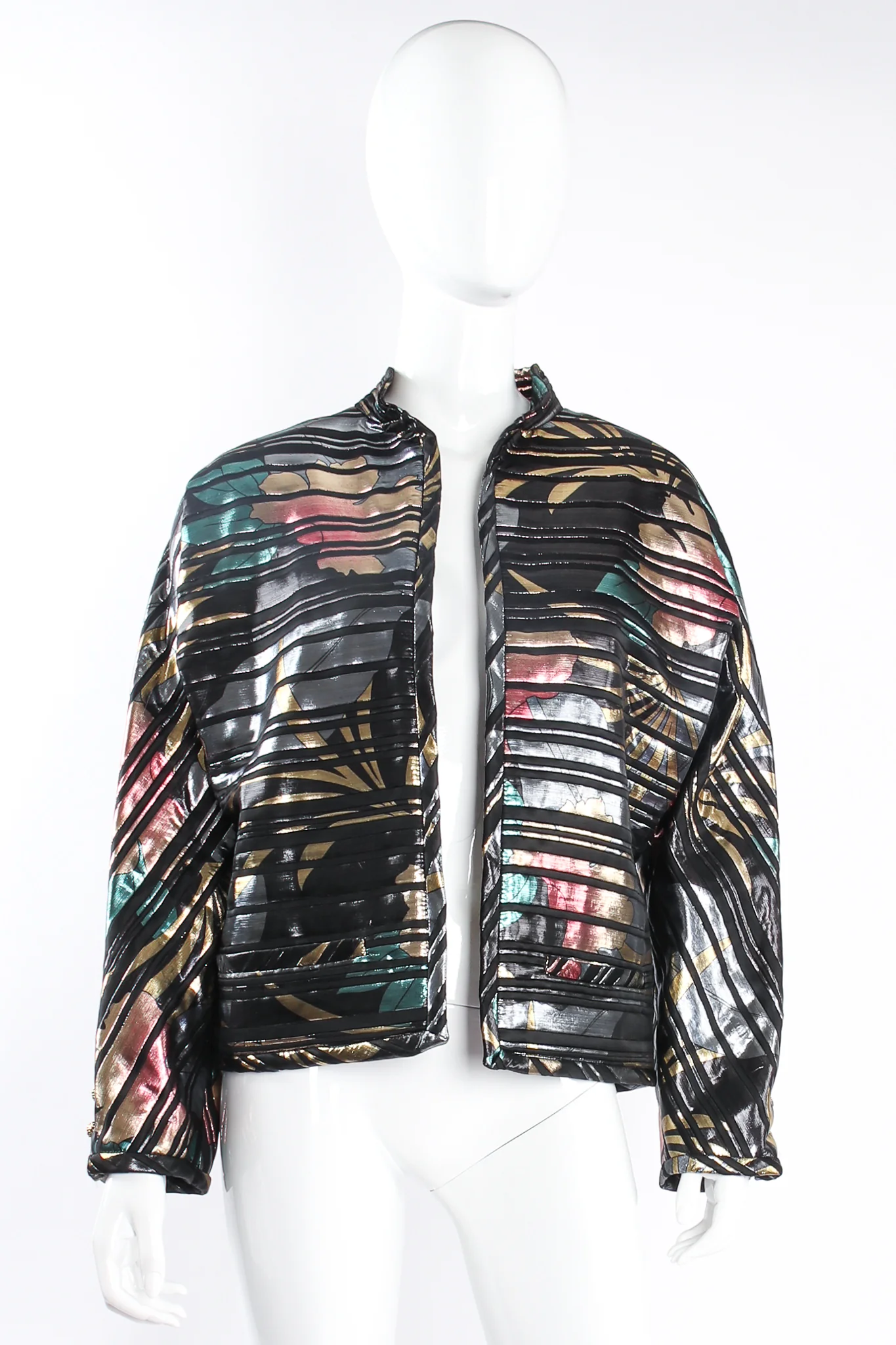 Quilted Metallic Lamé Stripe Jacket - Image 2