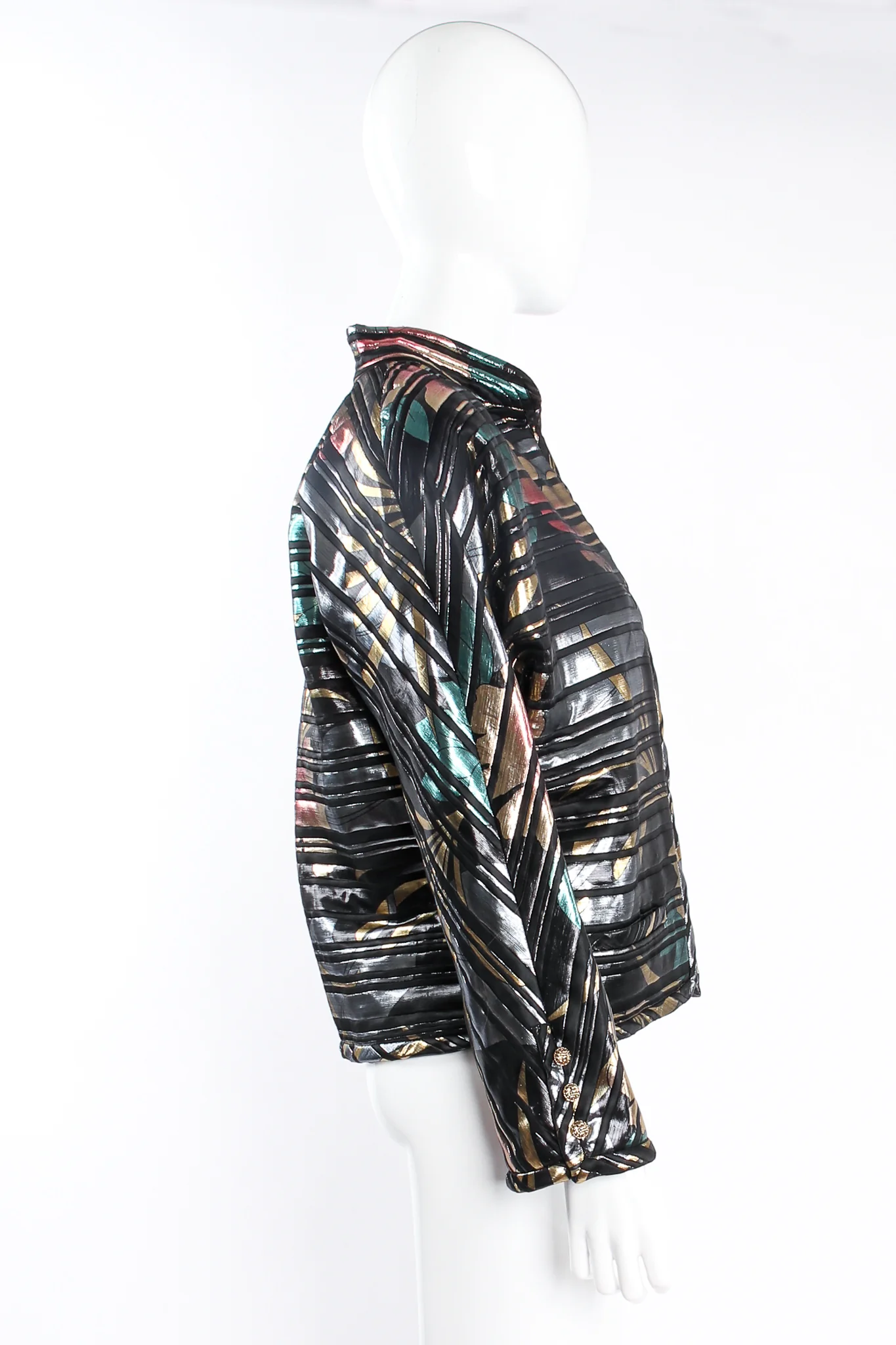 Quilted Metallic Lamé Stripe Jacket - Image 3