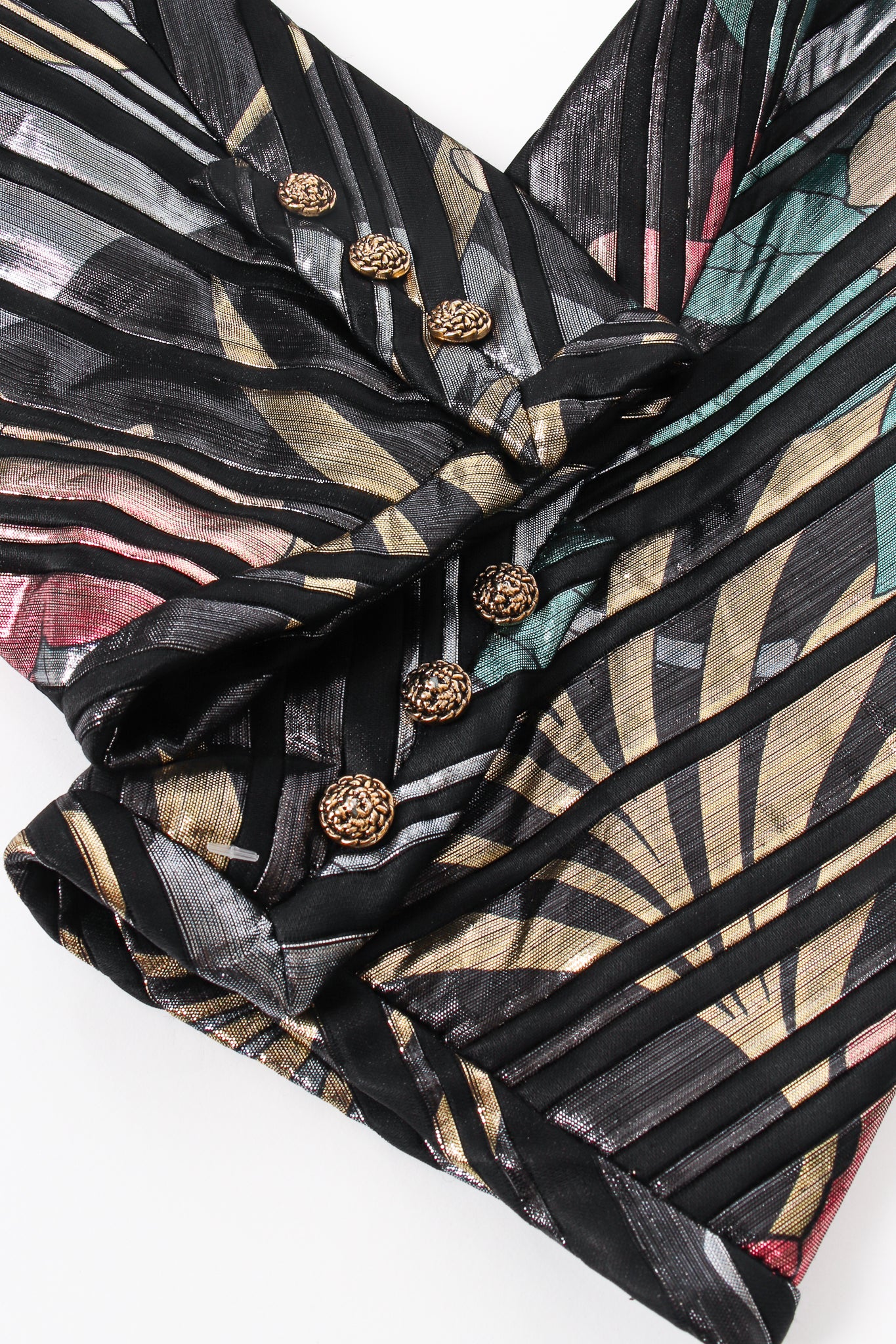 Quilted Metallic Lamé Stripe Jacket - Image 5