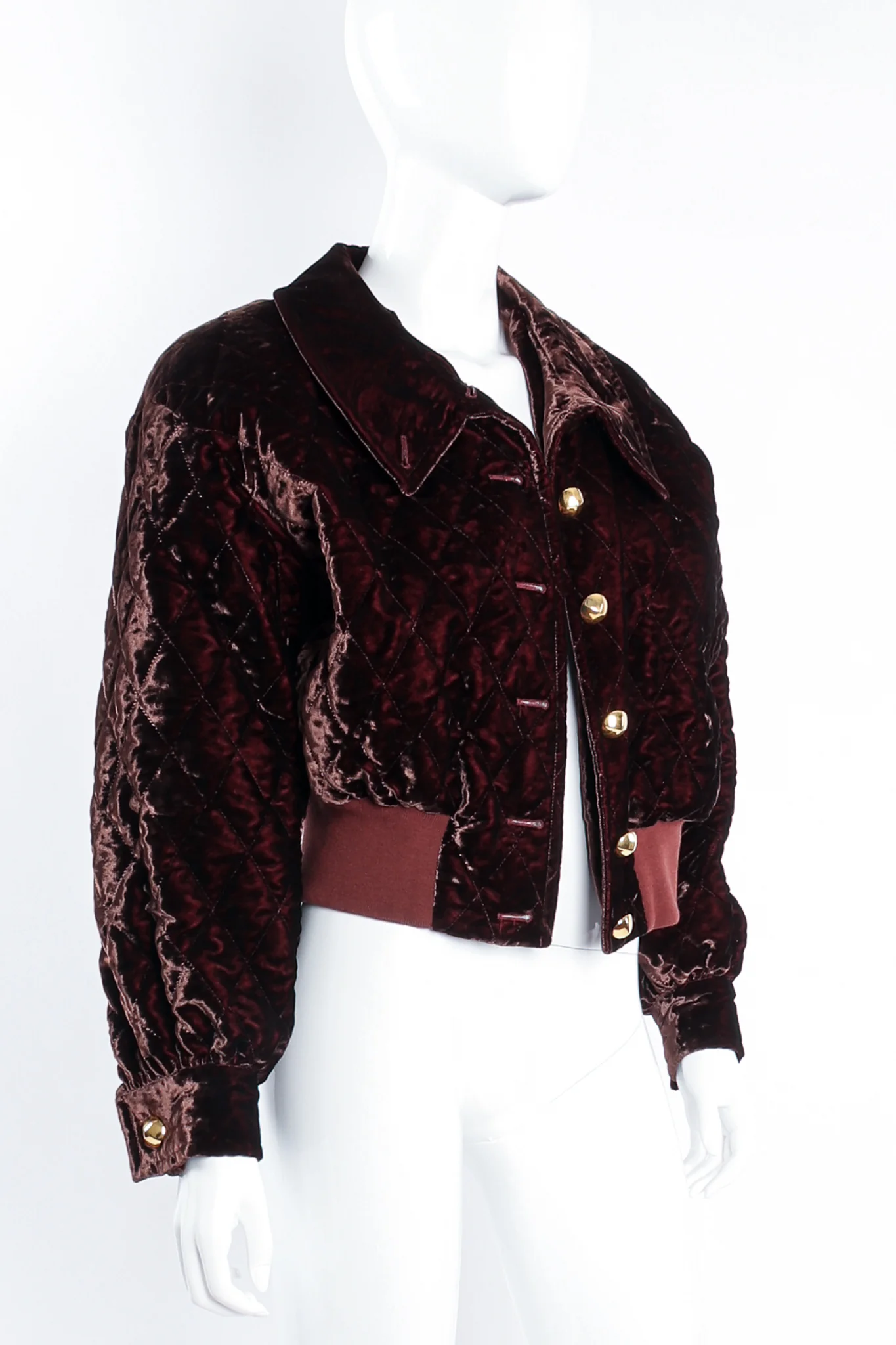 Quilted Panne Velvet Bomber Jacket - Image 2