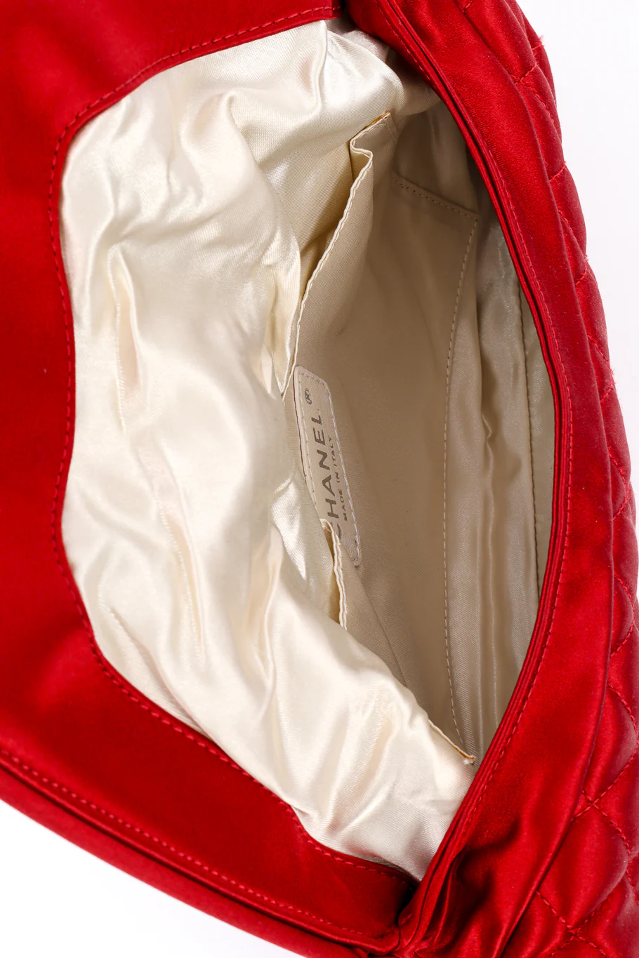 Quilted Satin Half Moon Clutch - Image 7
