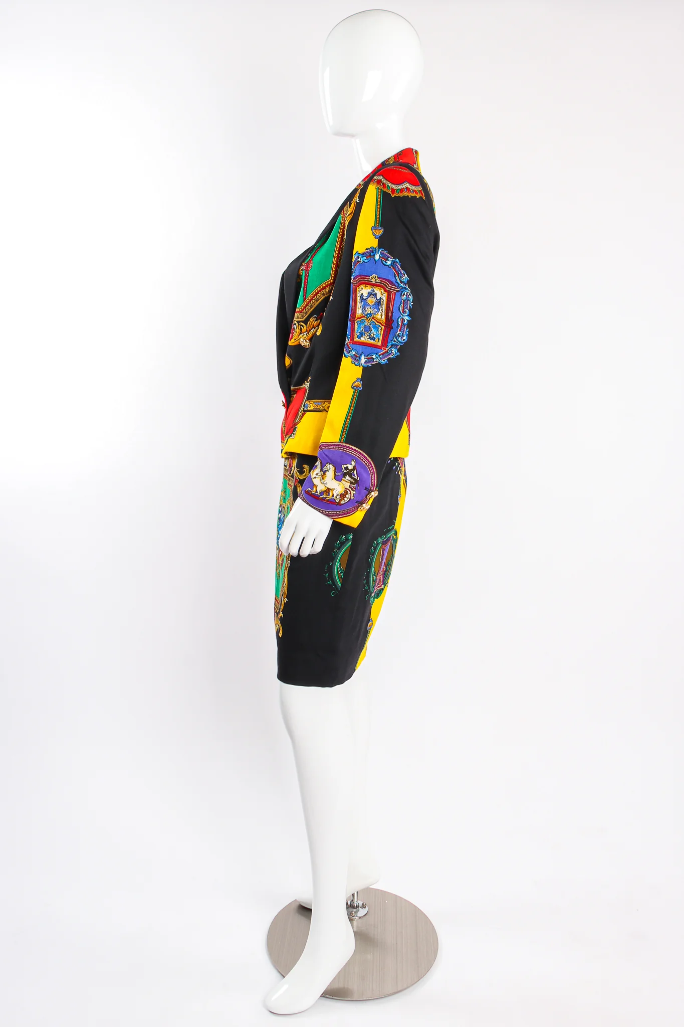 Rainbow Baroque Print Jacket & Skirt Suit - Image 3