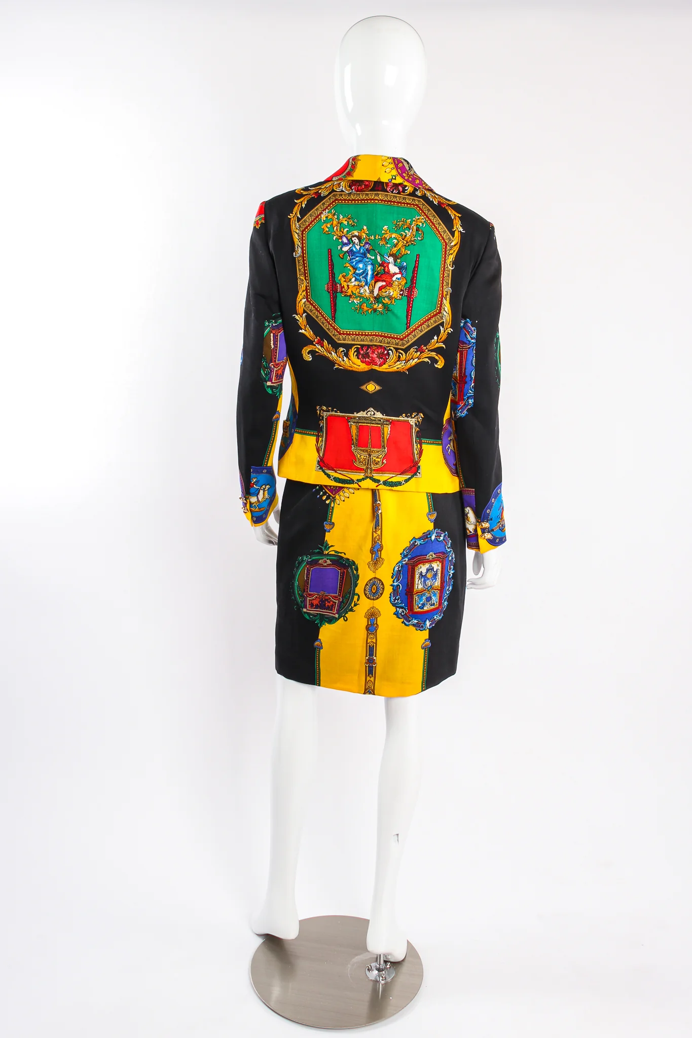Rainbow Baroque Print Jacket & Skirt Suit - Image 4