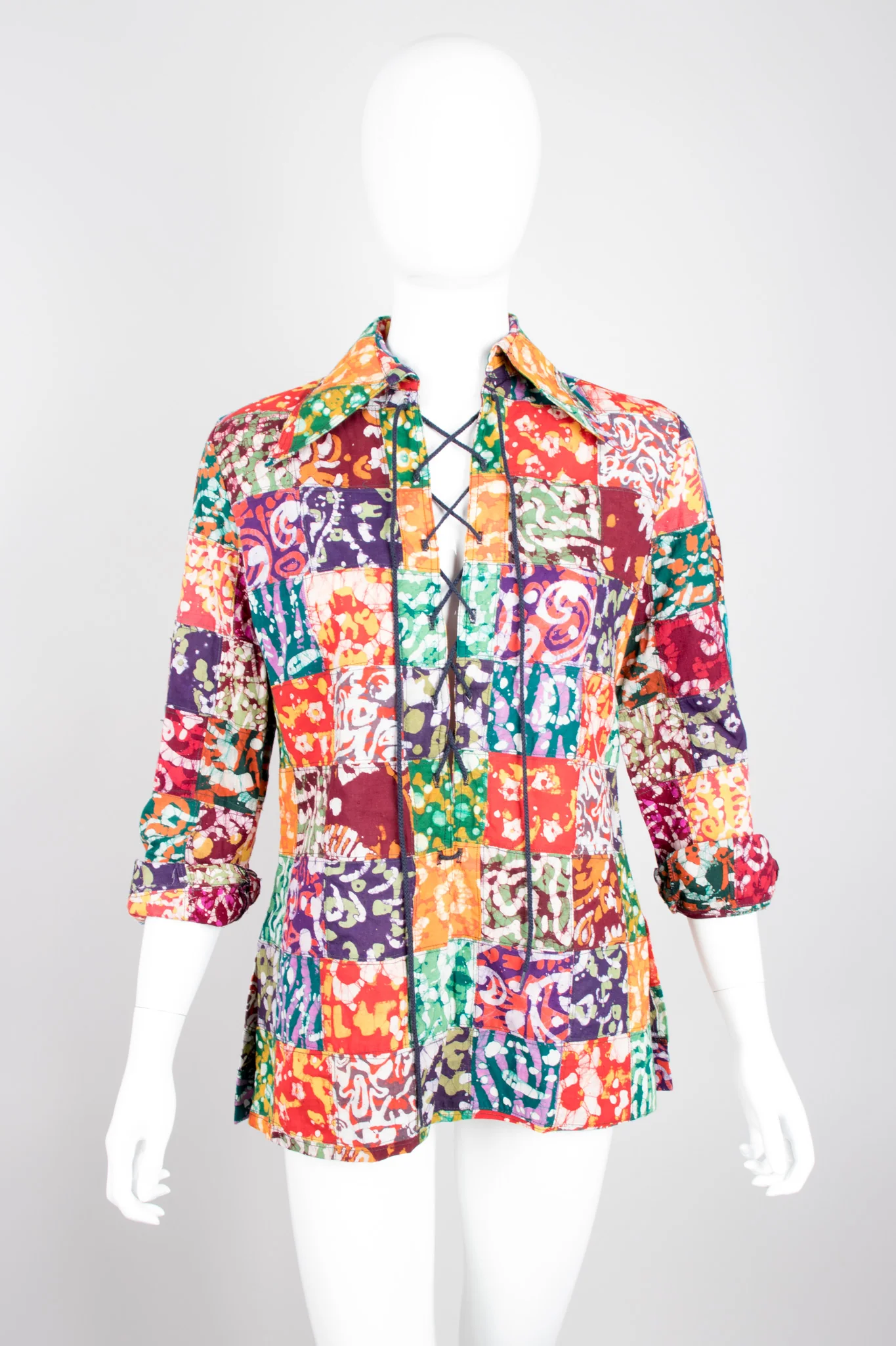 Rainbow Batik Patchwork Shirt - Image 9
