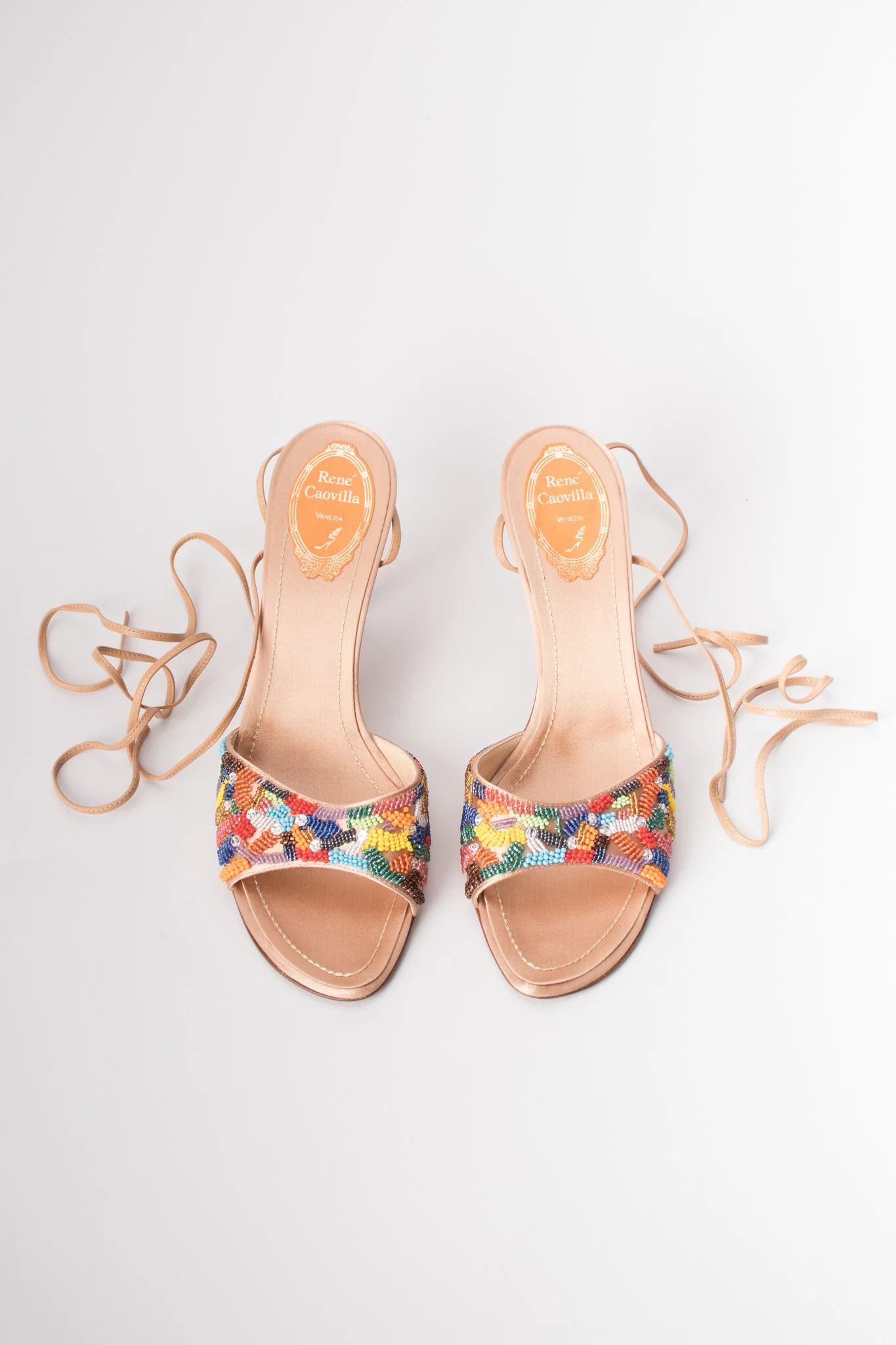 Rainbow Beaded Ankle Wrap Sandals - Image 11