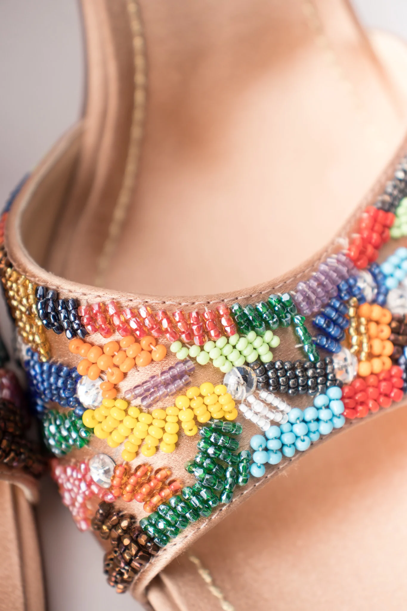 Rainbow Beaded Ankle Wrap Sandals - Image 12
