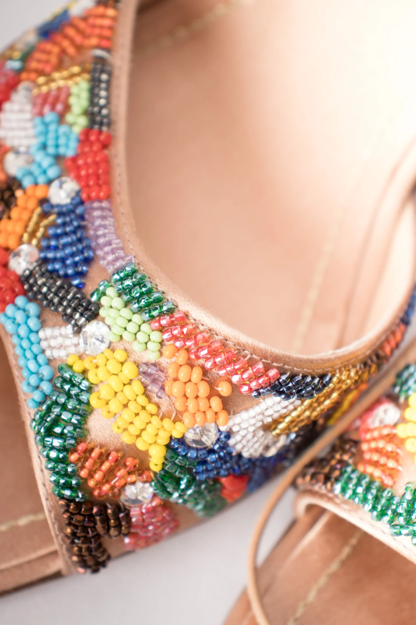 Rainbow Beaded Ankle Wrap Sandals - Image 13