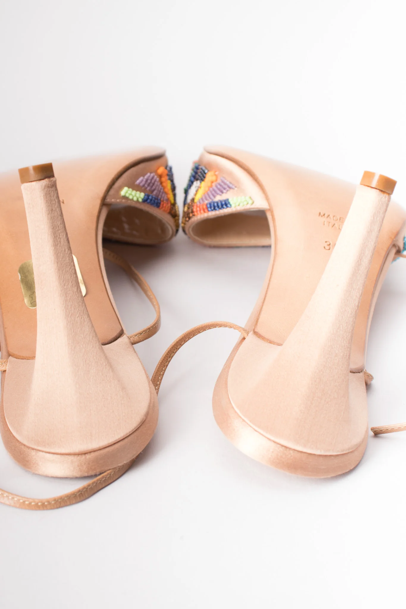 Rainbow Beaded Ankle Wrap Sandals - Image 17