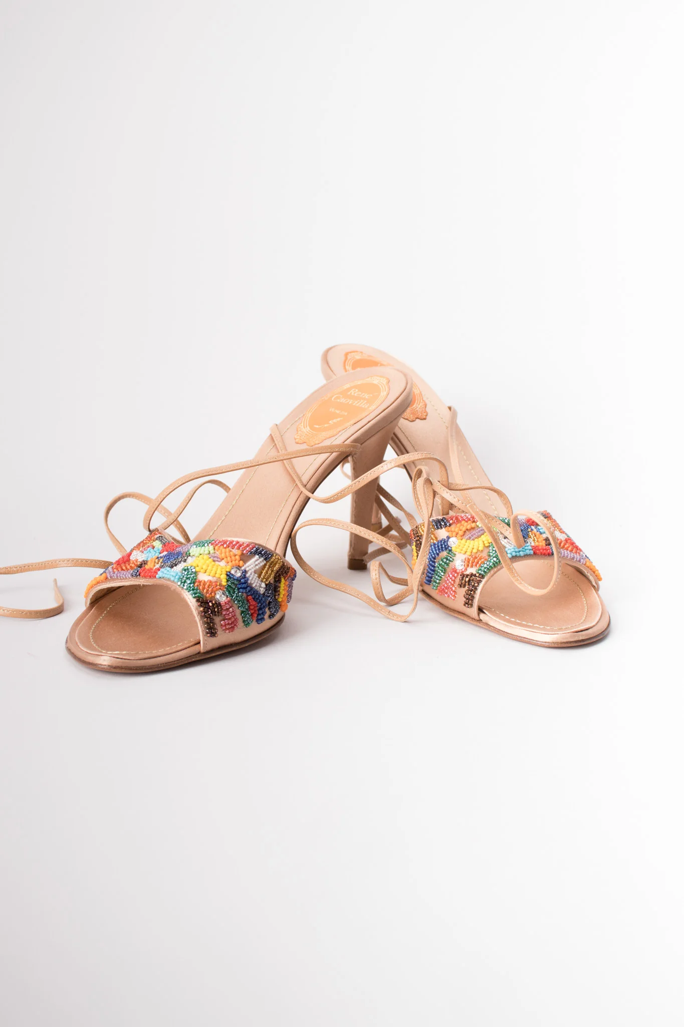 Rainbow Beaded Ankle Wrap Sandals - Image 20