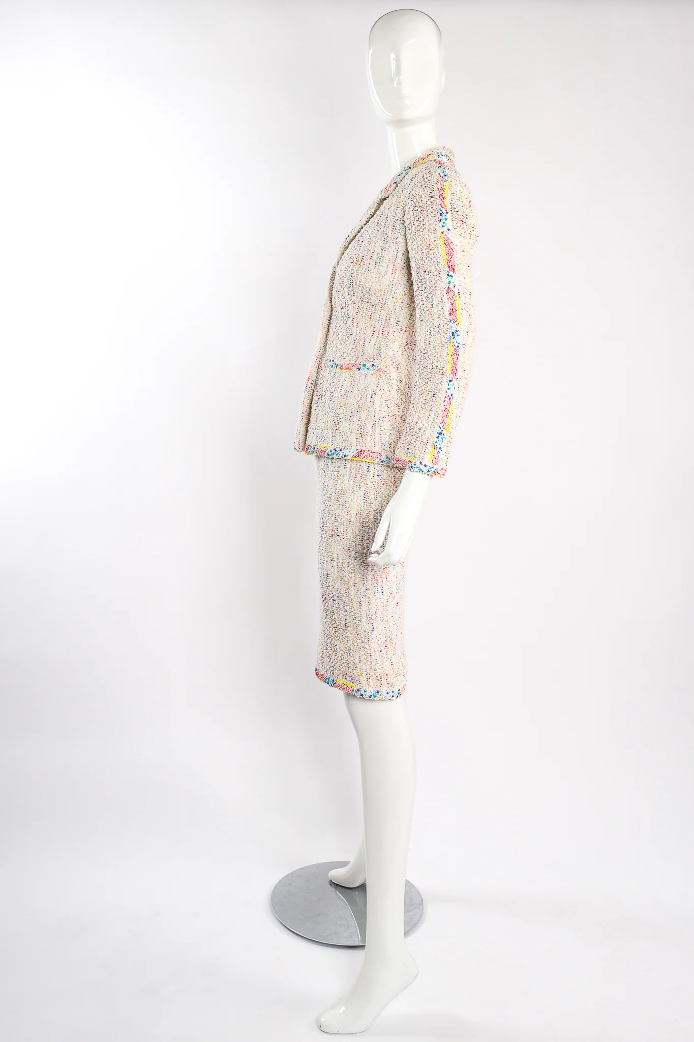 1999 S/S Rainbow Bouclé Jacket & Skirt Set - Image 4