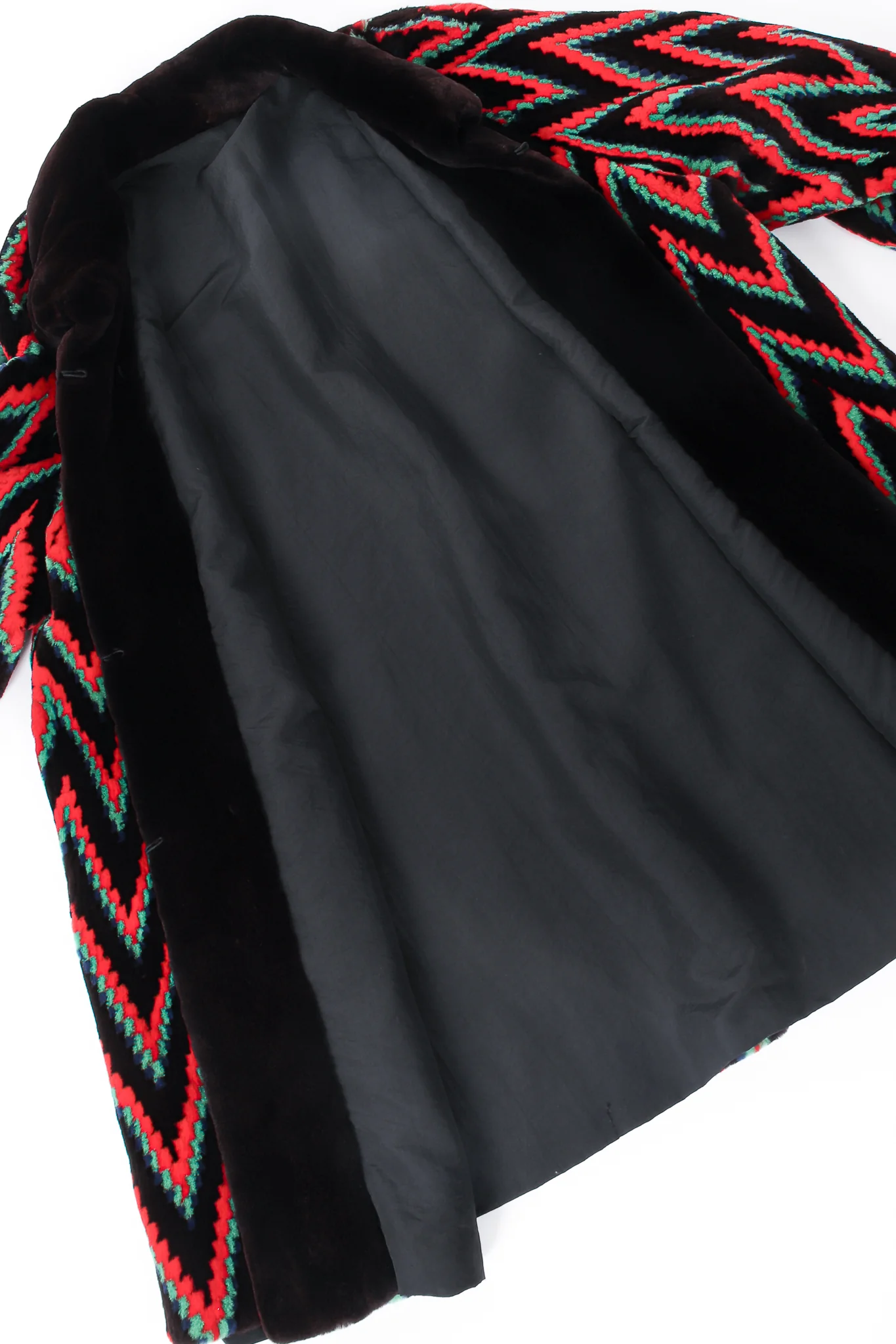 Rainbow Chevron Blanket Stripe Fur Coat - Image 13