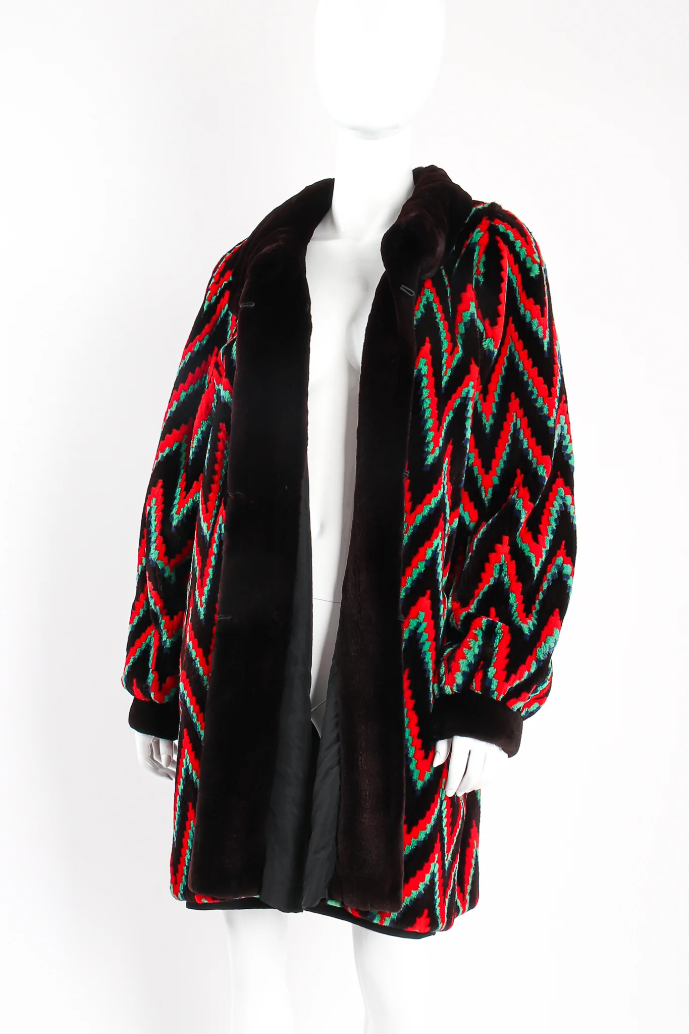 Rainbow Chevron Blanket Stripe Fur Coat - Image 6