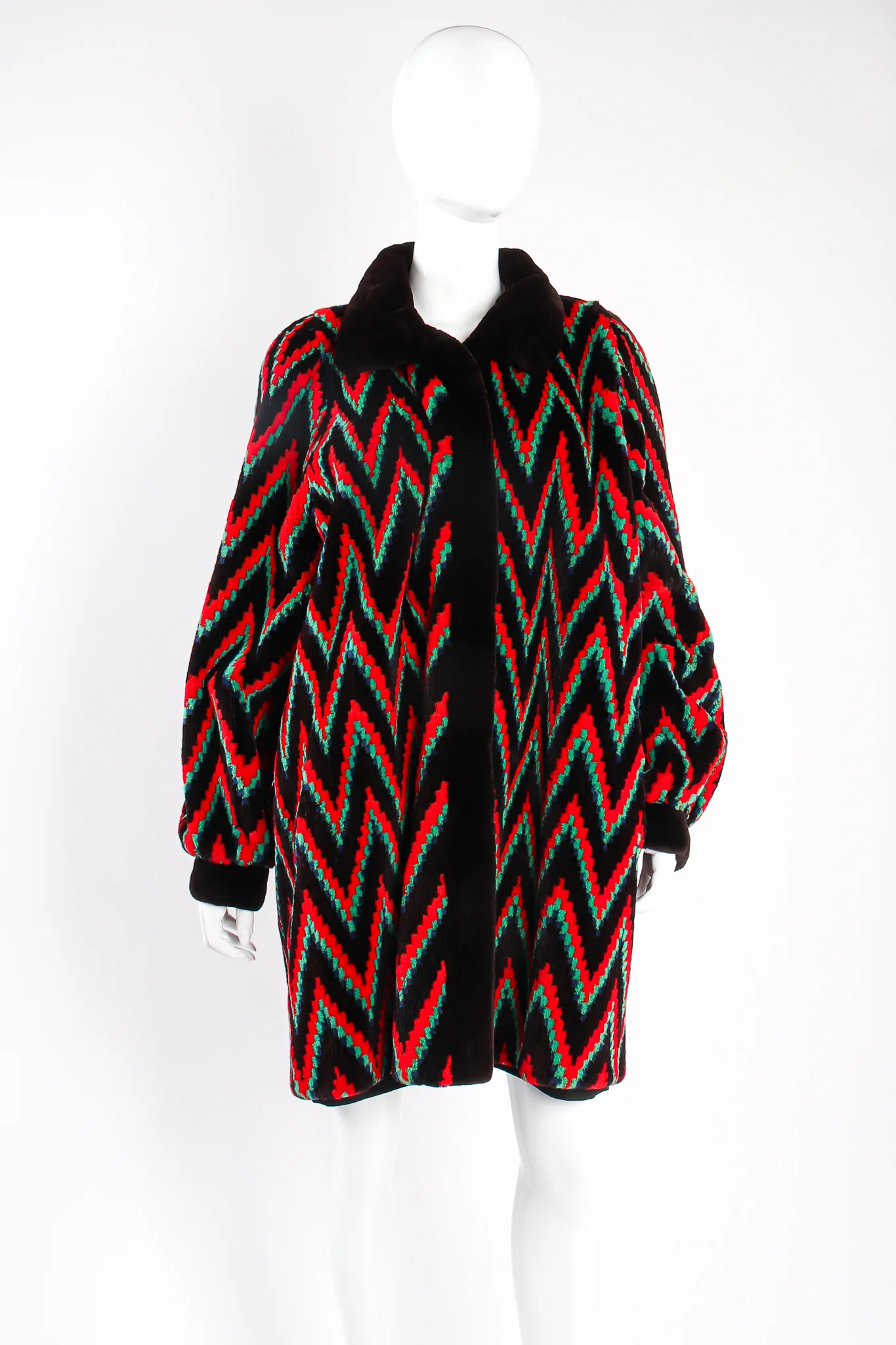 Rainbow Chevron Blanket Stripe Fur Coat - Image 7