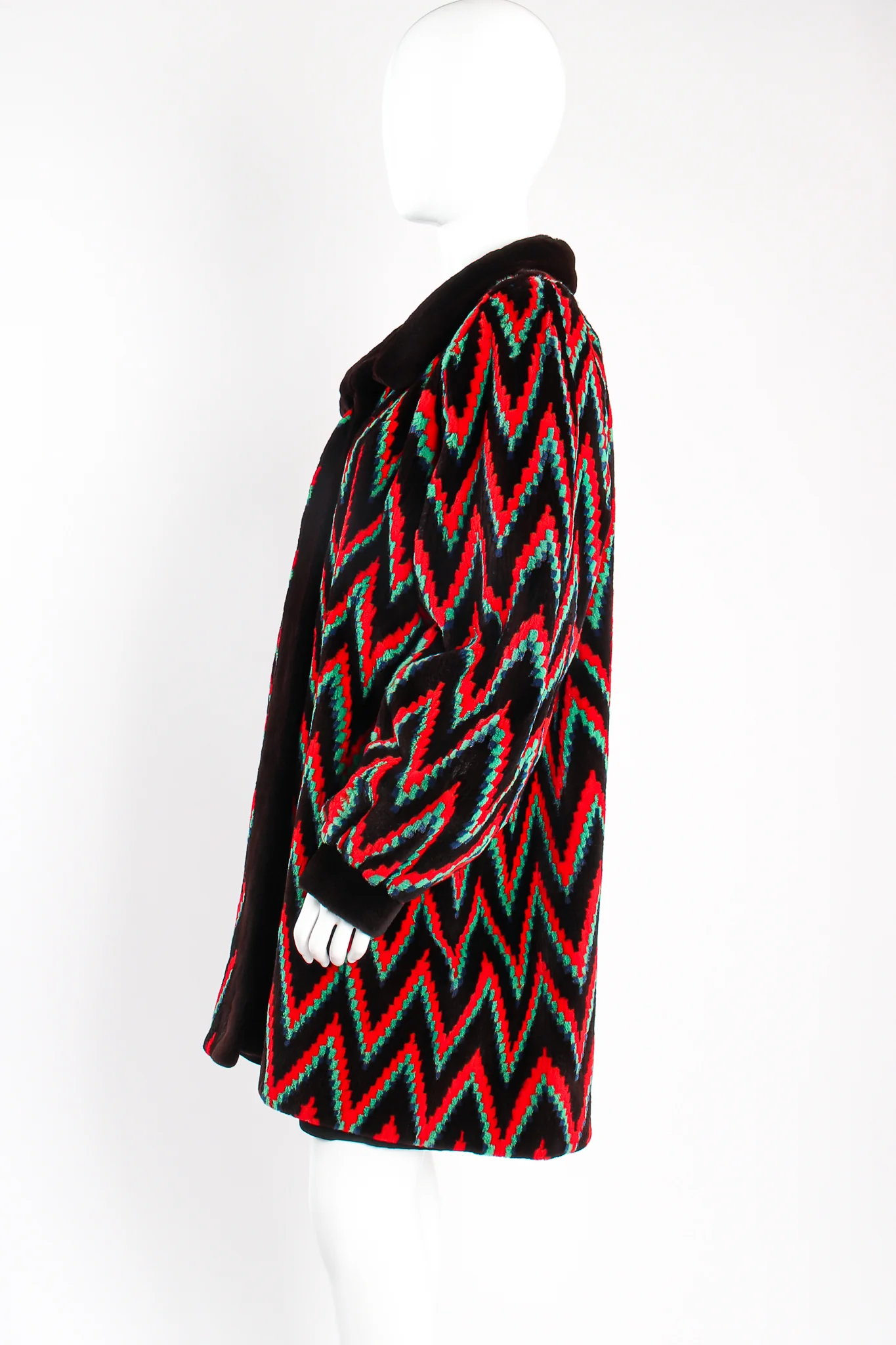 Rainbow Chevron Blanket Stripe Fur Coat - Image 8
