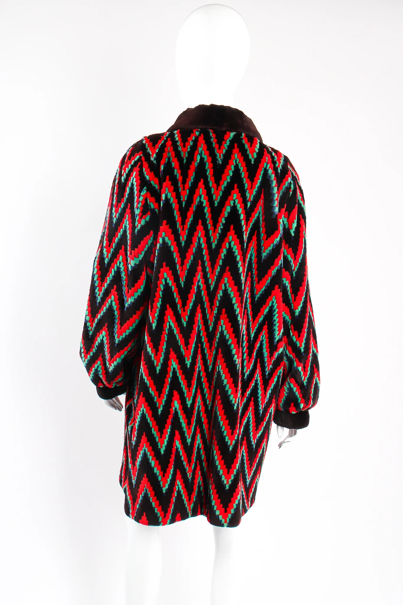 Rainbow Chevron Blanket Stripe Fur Coat - Image 9