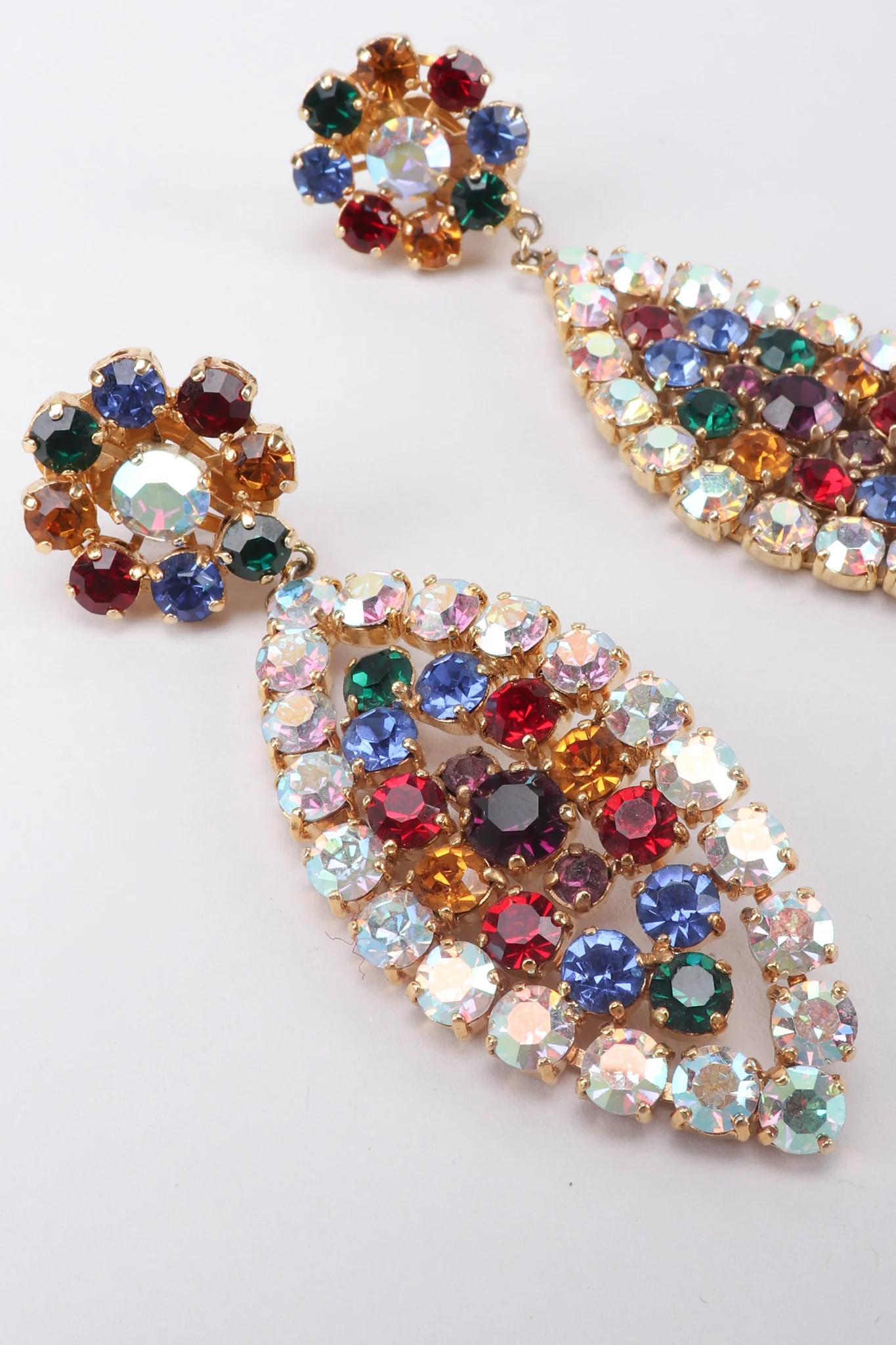 Rainbow Crystal Leaf Earrings