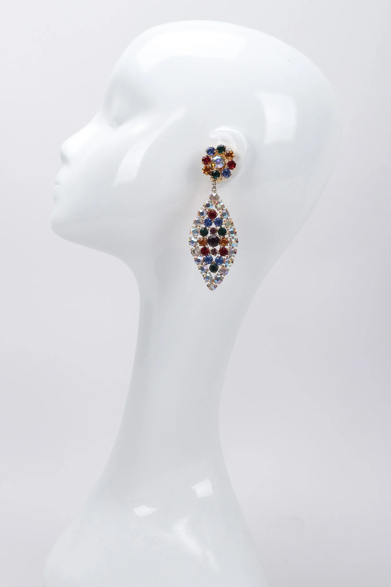 Rainbow Crystal Leaf Earrings - Image 2