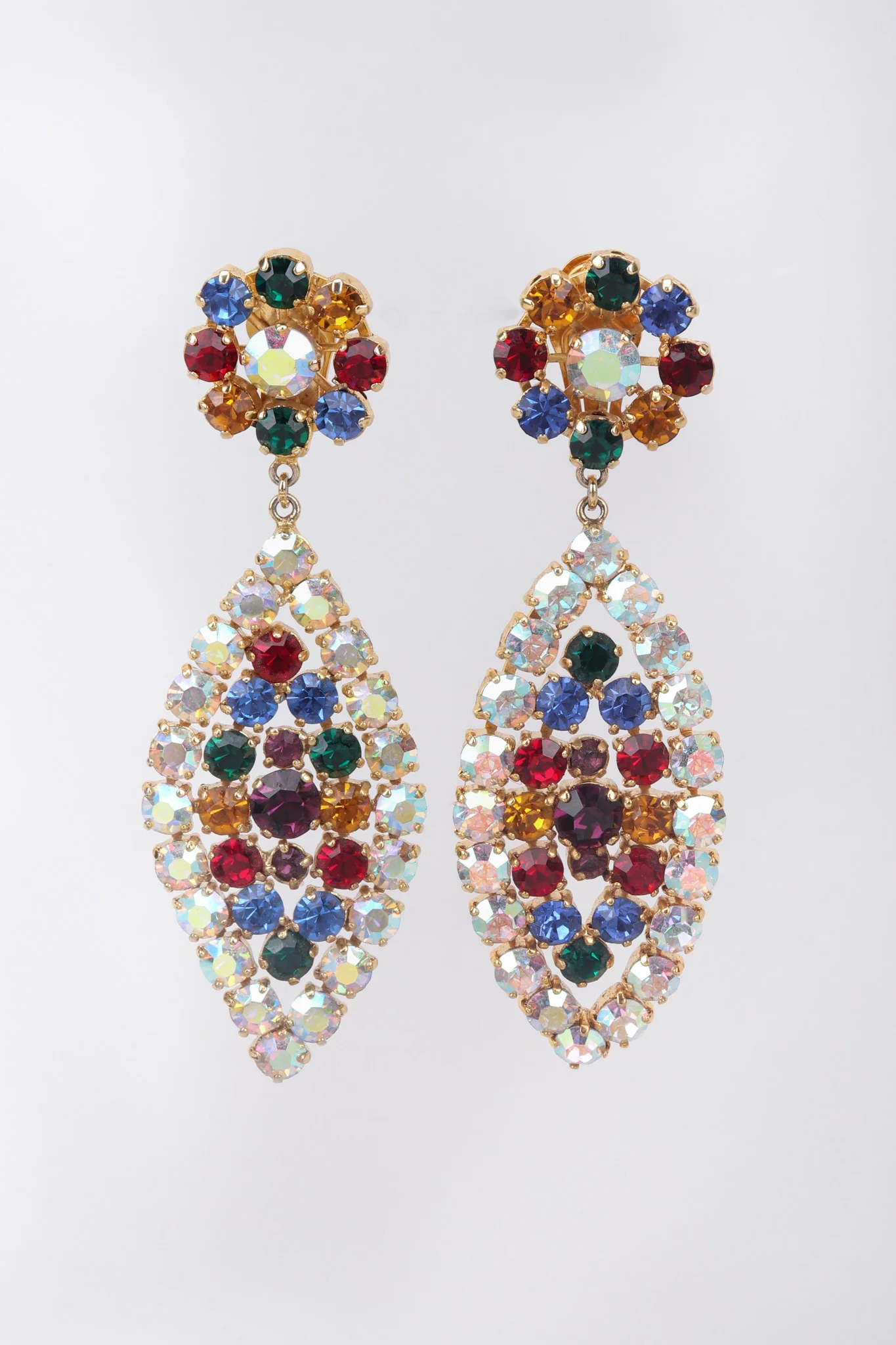Rainbow Crystal Leaf Earrings - Image 3