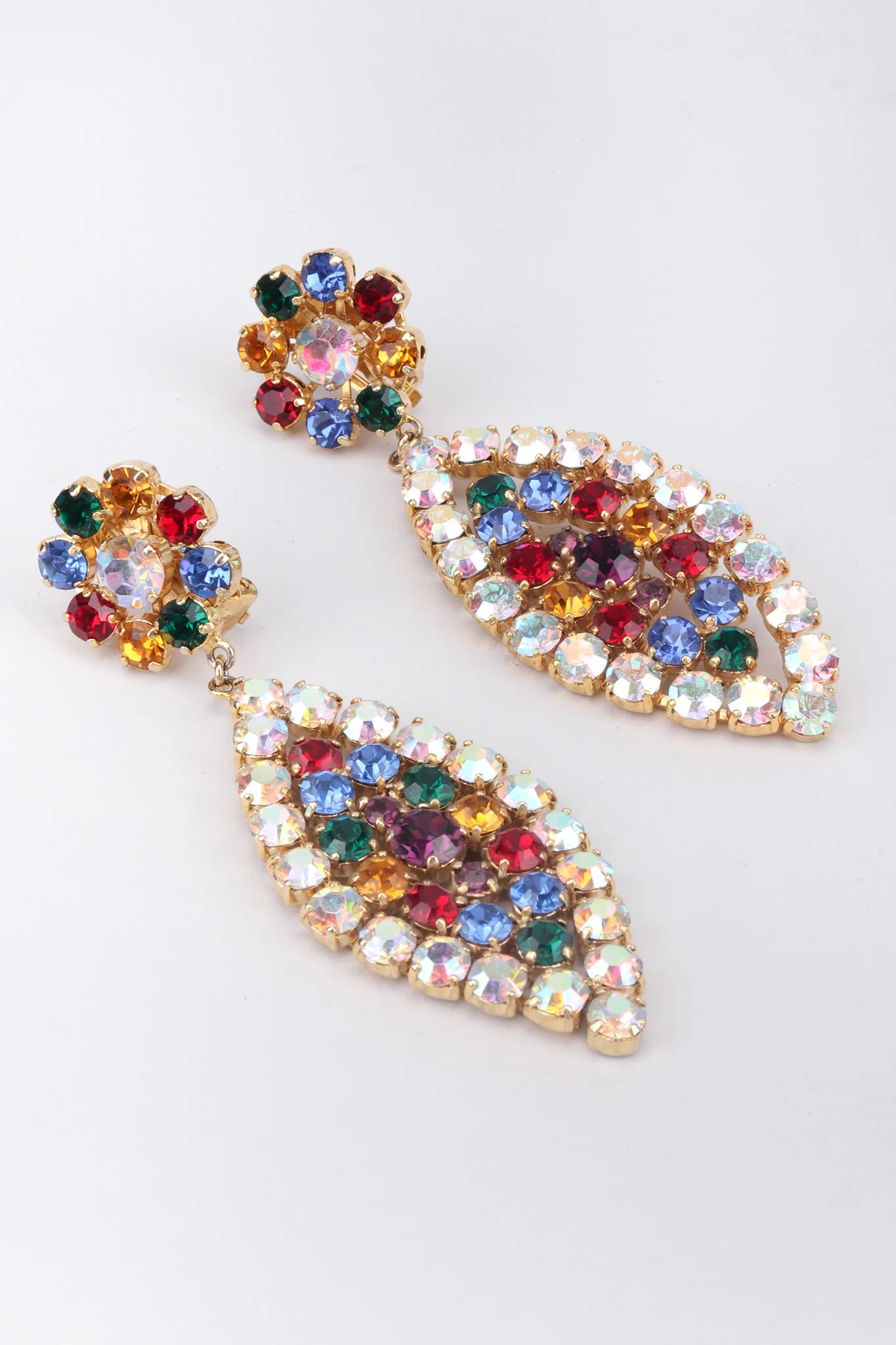 Rainbow Crystal Leaf Earrings - Image 4
