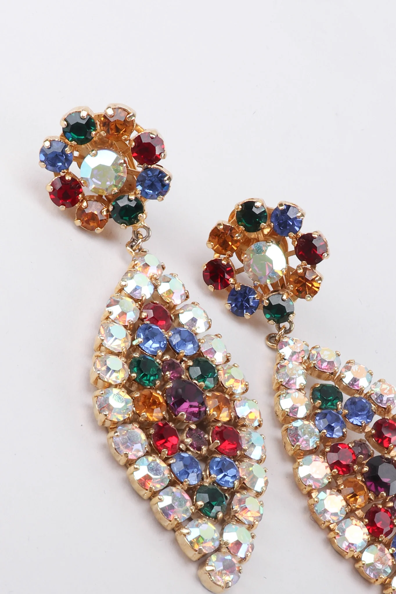 Rainbow Crystal Leaf Earrings - Image 5
