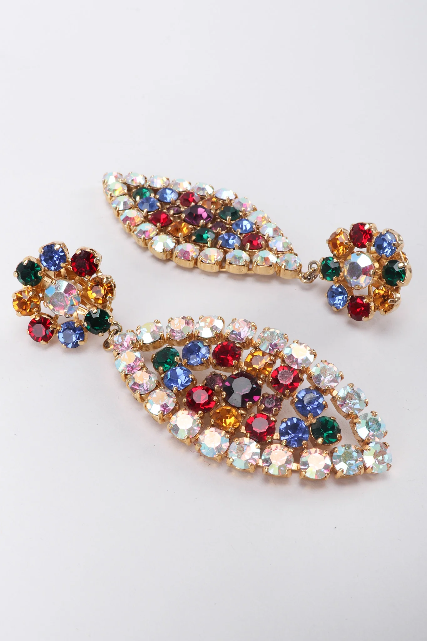 Rainbow Crystal Leaf Earrings - Image 7