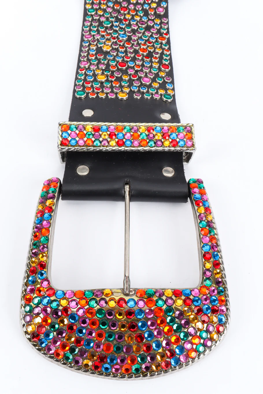 Rainbow Crystal Studded Leather Belt - Image 7