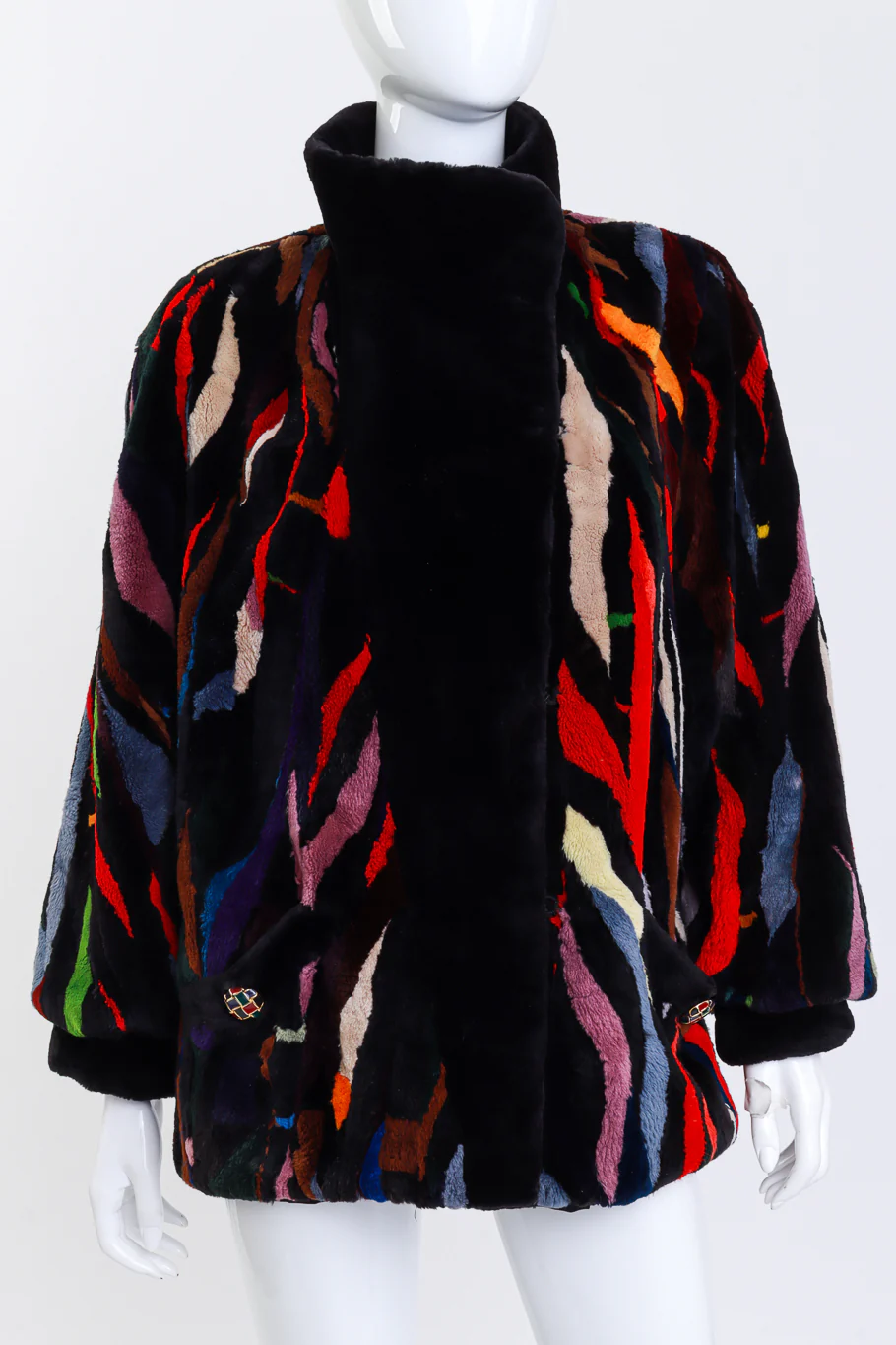 Rainbow Flames Fur Jacket - Image 3