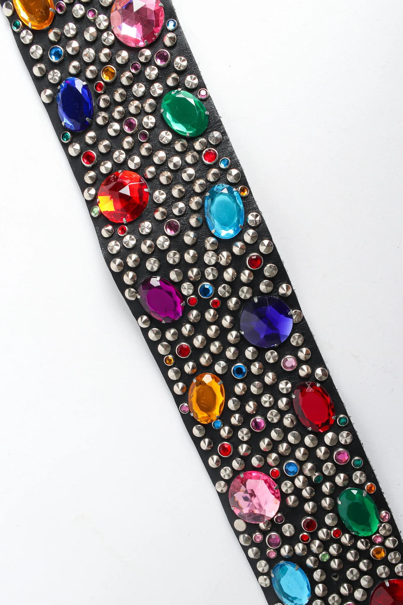 Rainbow Gemstone Studded Leather Belt - Image 4