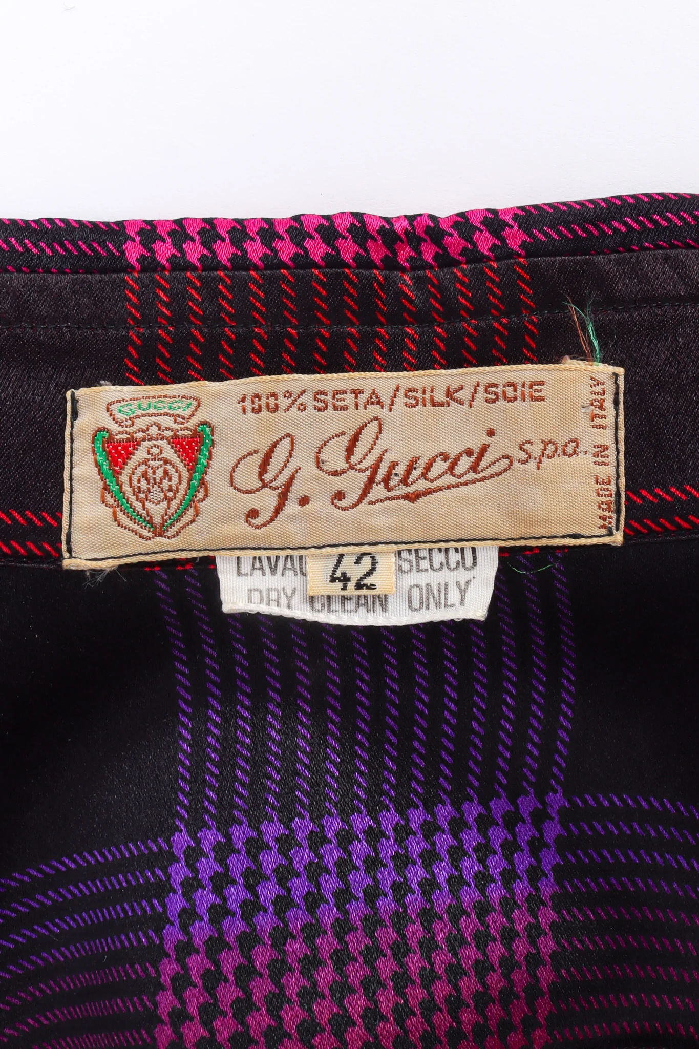 Rainbow Houndstooth Plaid Silk Blouse - Image 10