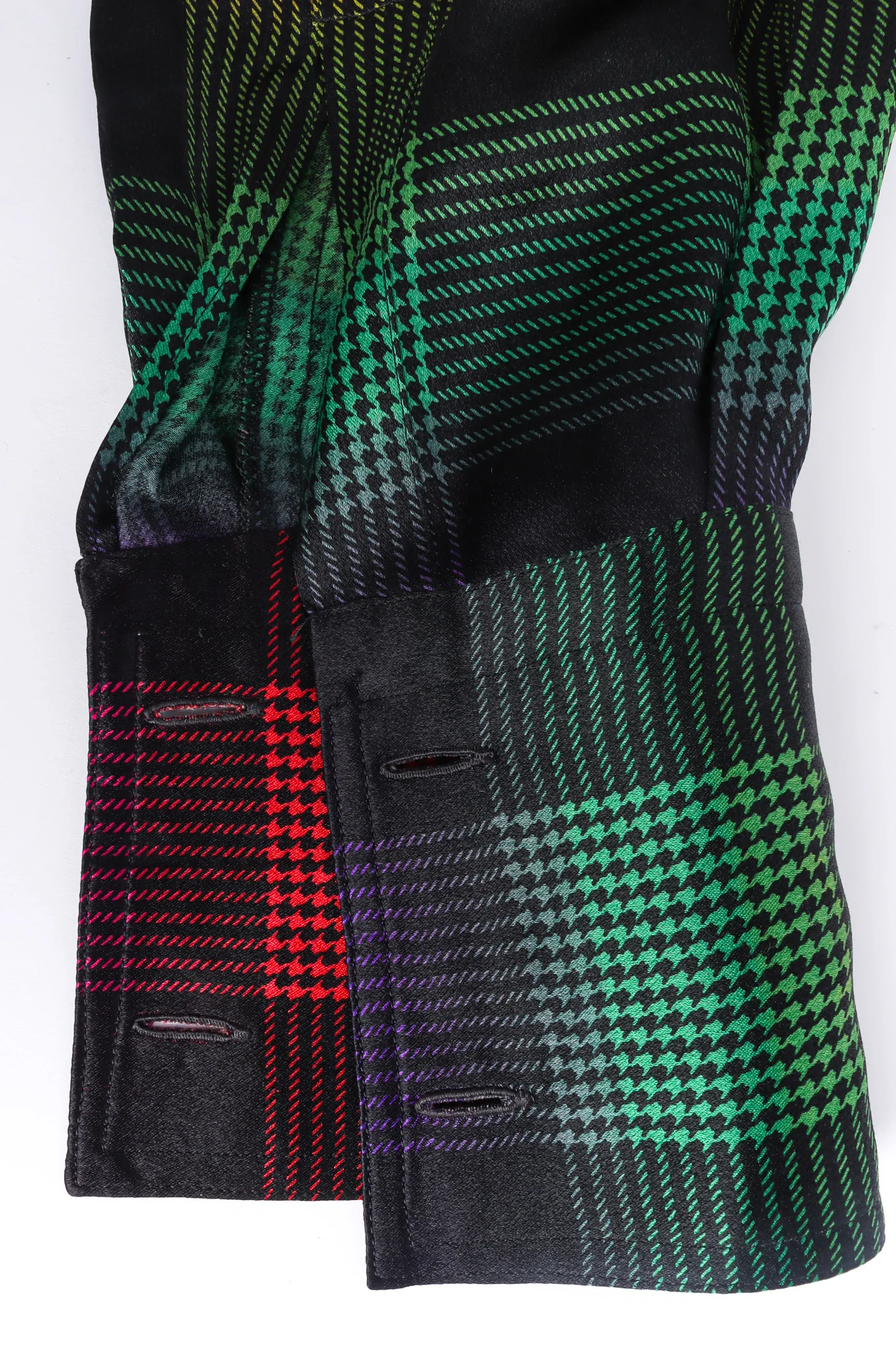 Rainbow Houndstooth Plaid Silk Blouse - Image 7