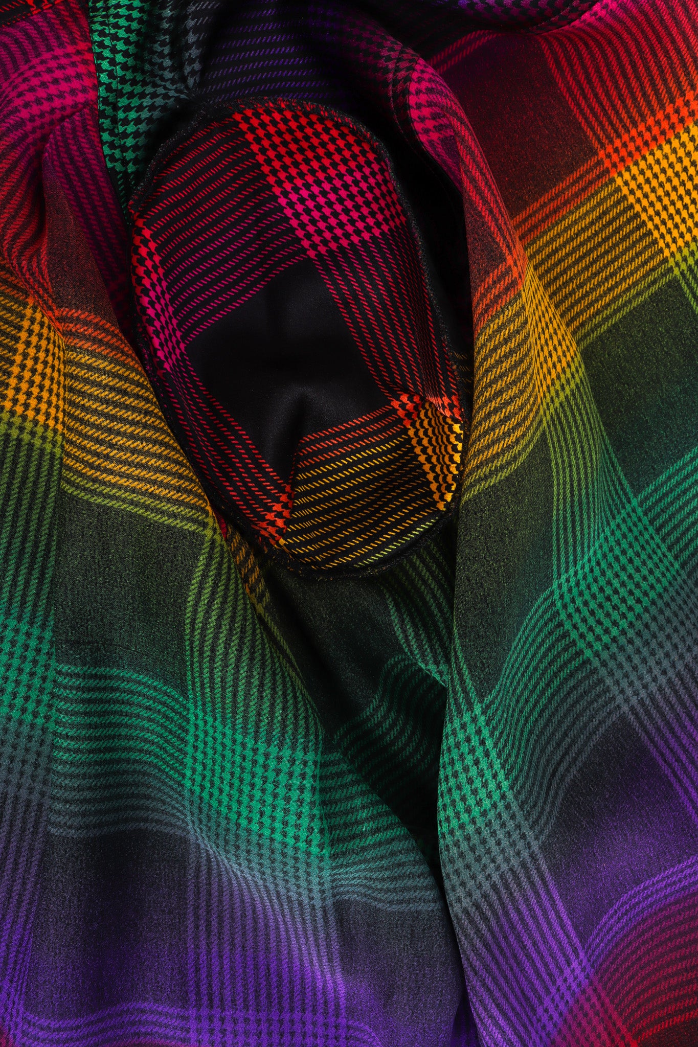 Rainbow Houndstooth Plaid Silk Blouse - Image 8
